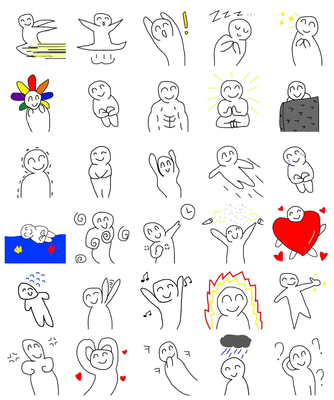 Roughly made emoticon Animation/Cartoon,Actions/Situations sticker pack for Whatsapp, Telegram, Signal, and others chatting and message apps