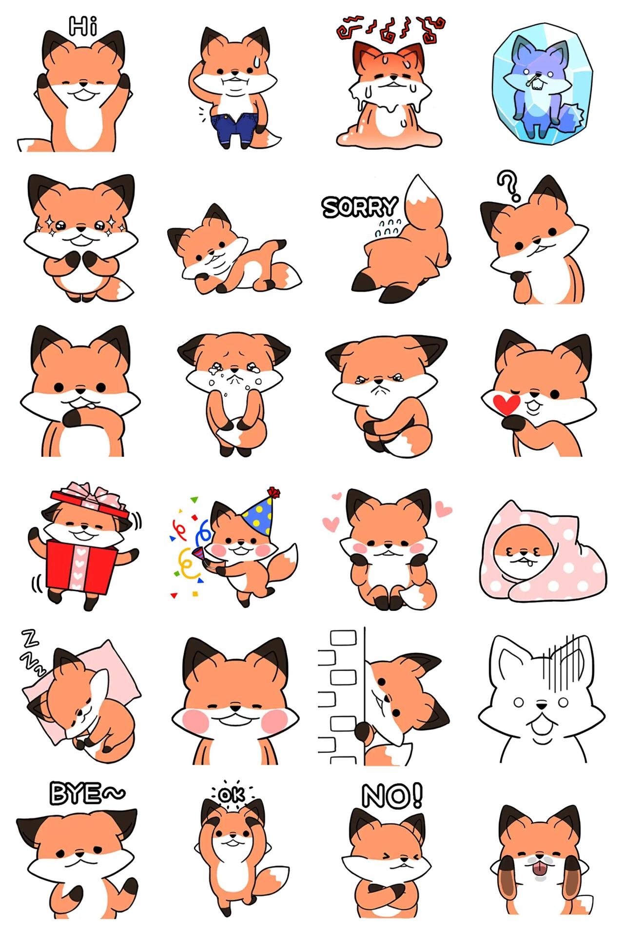 Cute Fox Friend PoPo Animals,,emotion sticker pack for Whatsapp, Telegram, Signal, and others chatting and message apps