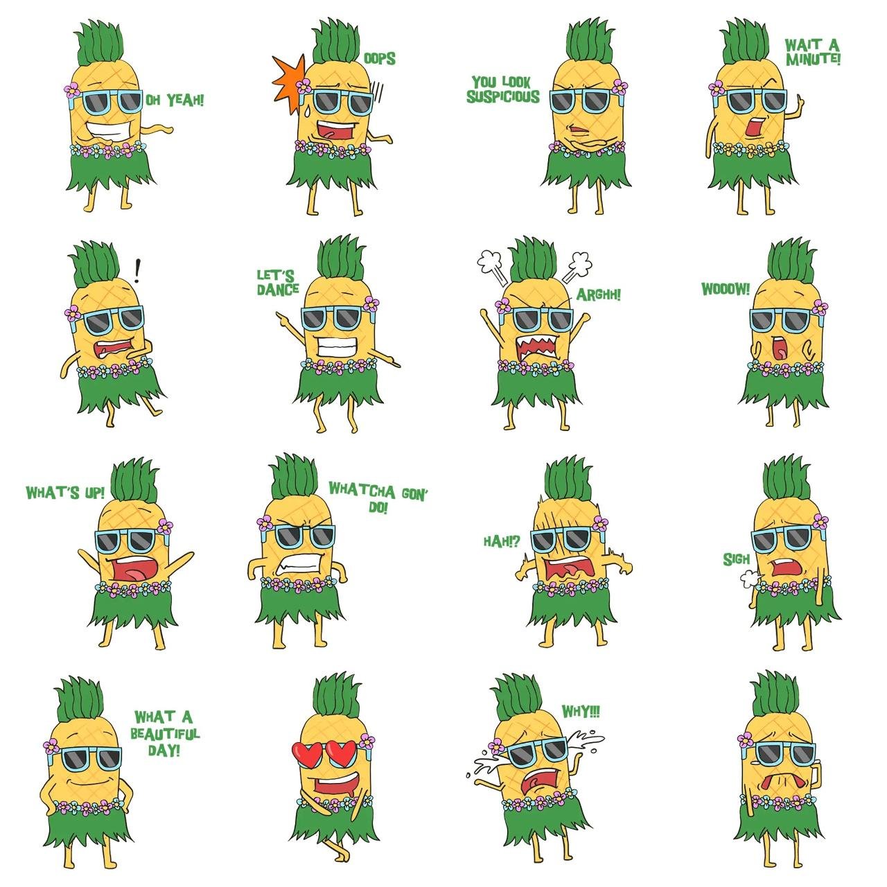 Dancing Pineapple Animation/Cartoon sticker pack for Whatsapp, Telegram, Signal, and others chatting and message apps