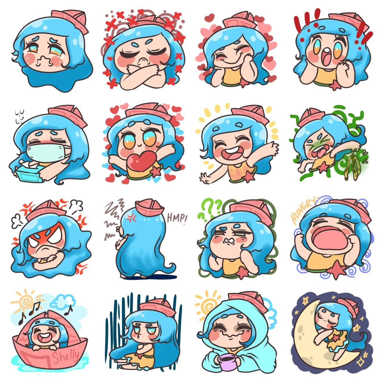 Shelly Animation/Cartoon sticker pack for Whatsapp, Telegram, Signal, and others chatting and message apps