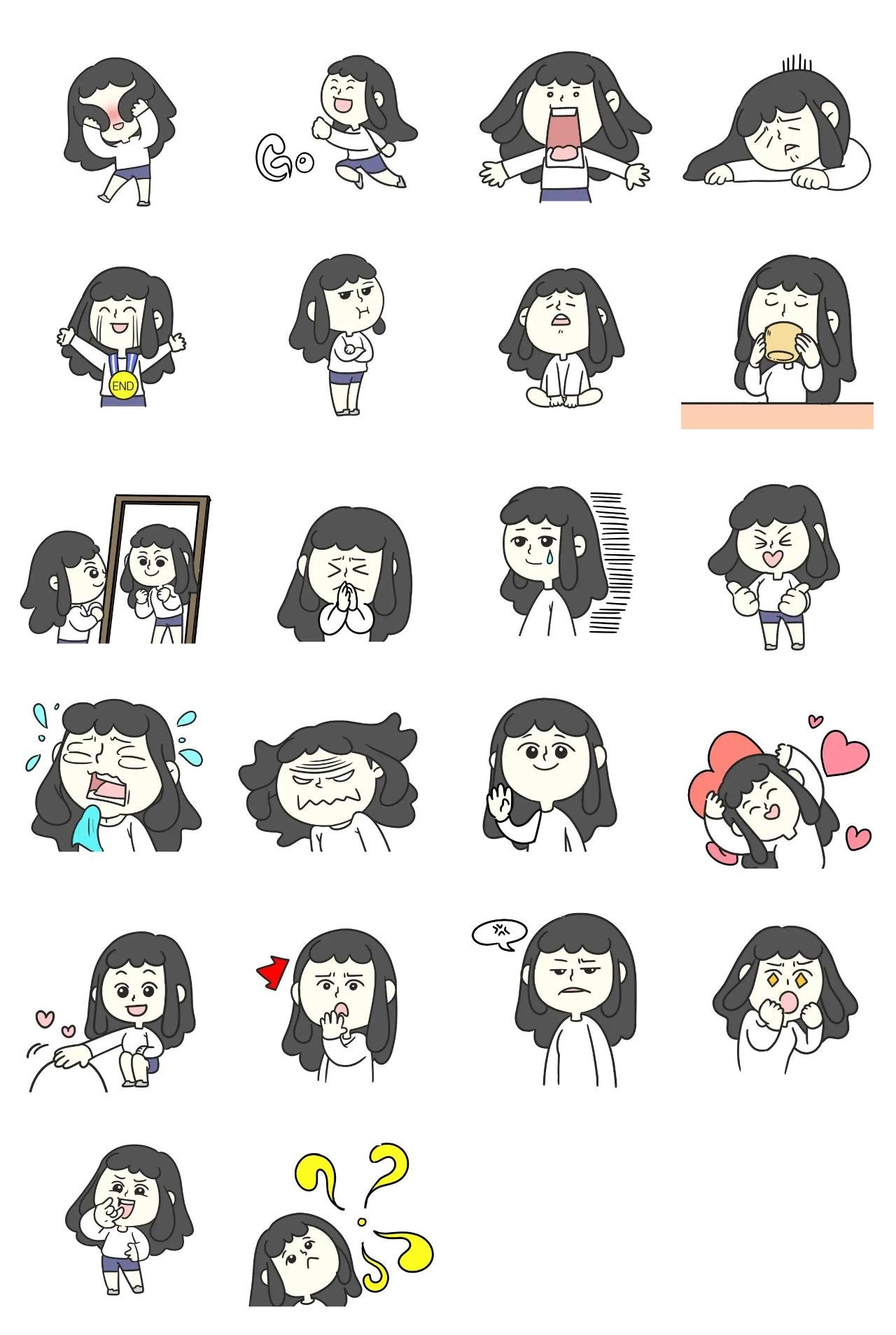 girl emotion Animation/Cartoon,emotion,Actions/Situations,People sticker pack for Whatsapp, Telegram, Signal, and others chatting and message apps