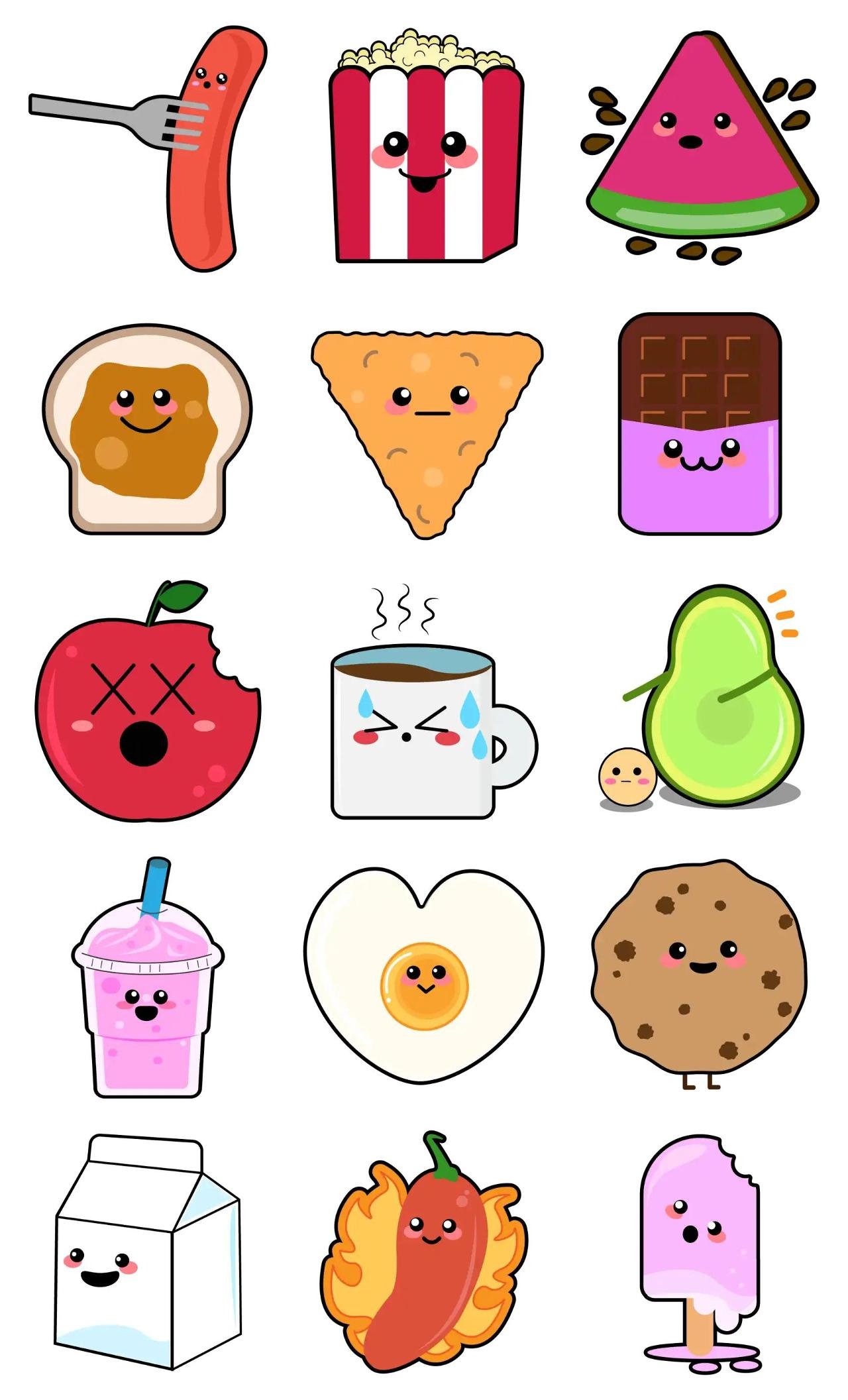 Cute Food Animation/Cartoon,Foods,Actions/Situations,Fruits/Veges,emotion,Food/Drink sticker pack for Whatsapp, Telegram, Signal, and others chatting and message apps