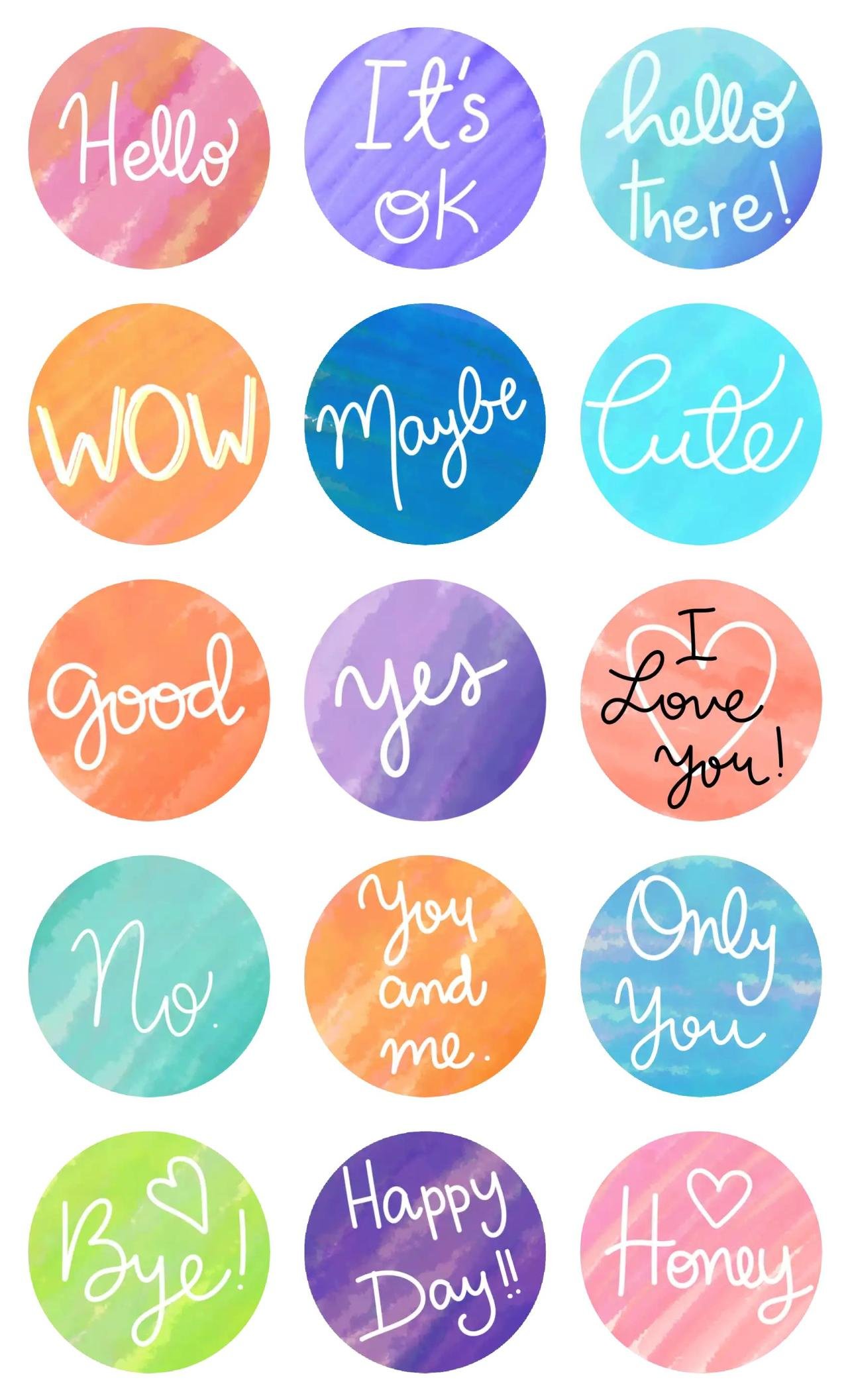 Lettering 3 Phrases,People,Romance,Colors,emotion,adjective,Etc sticker pack for Whatsapp, Telegram, Signal, and others chatting and message apps