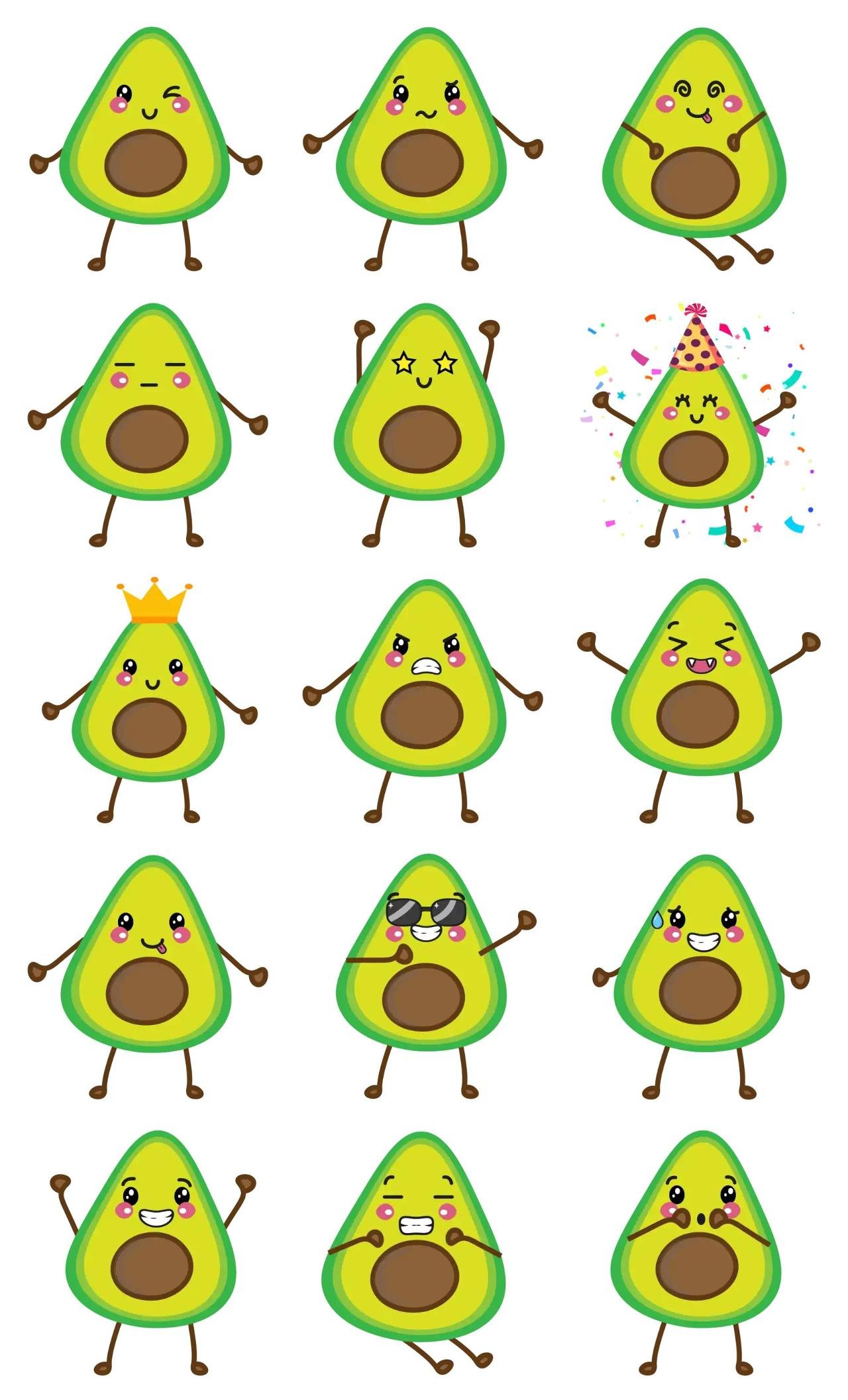 Avocado 2 Animation/Cartoon,Food/Drink,Fruits/Veges,Colors,emotion,Actions/Situations,Romance,Imaginations sticker pack for Whatsapp, Telegram, Signal, and others chatting and message apps