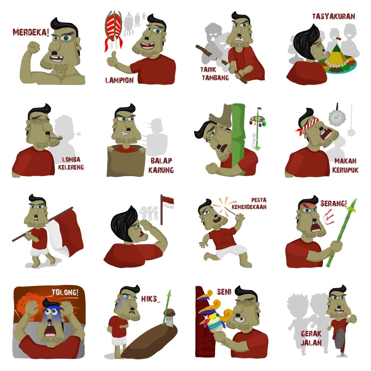 Hari Dirgahayu Animation/Cartoon,People,Culture,Locations,Colors sticker pack for Whatsapp, Telegram, Signal, and others chatting and message apps