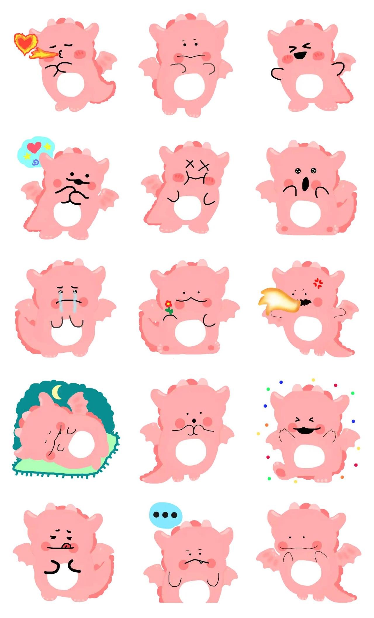 Cute Dragon Animation/Cartoon,Animals,Actions/Situations,Imaginations,emotion,Romance,Celebrity,Etc,Plants sticker pack for Whatsapp, Telegram, Signal, and others chatting and message apps