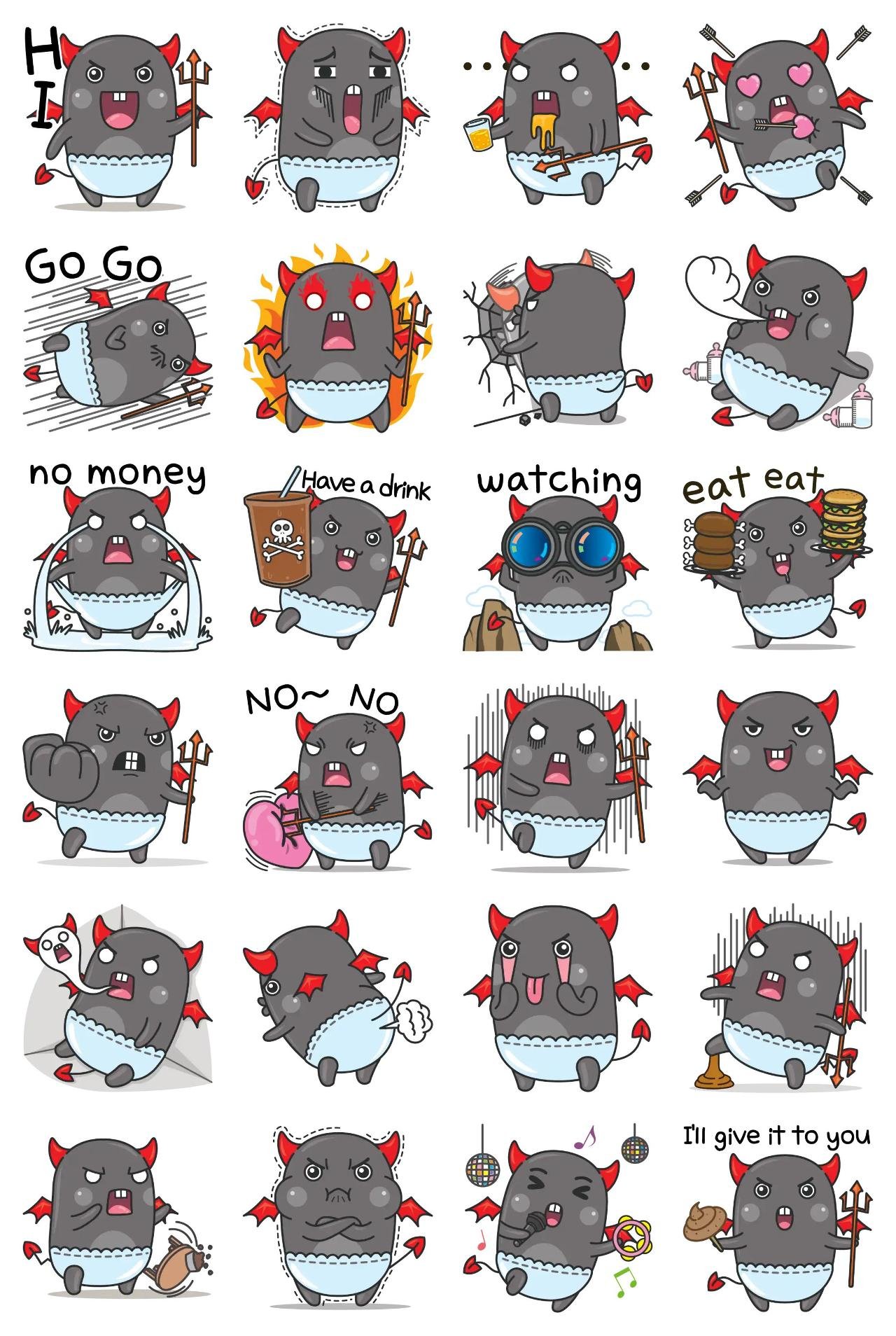 Baby Devil Animation/Cartoon,Gag,Colors sticker pack for Whatsapp, Telegram, Signal, and others chatting and message apps