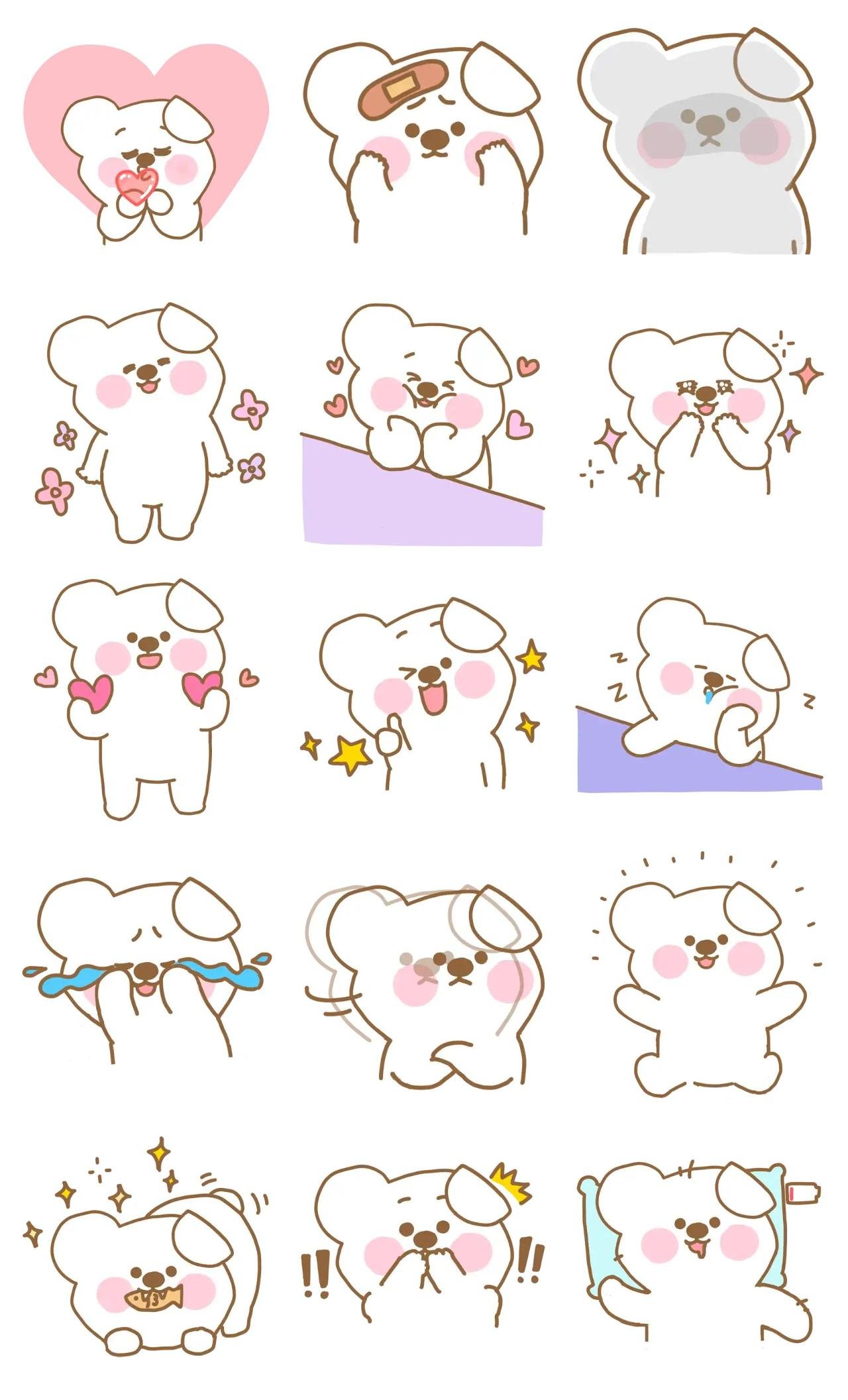 Cute White Bear GOMGOMI 3 Animation/Cartoon,Animals,Etc,Gag,Phrases,Romance,Colors,emotion sticker pack for Whatsapp, Telegram, Signal, and others chatting and message apps