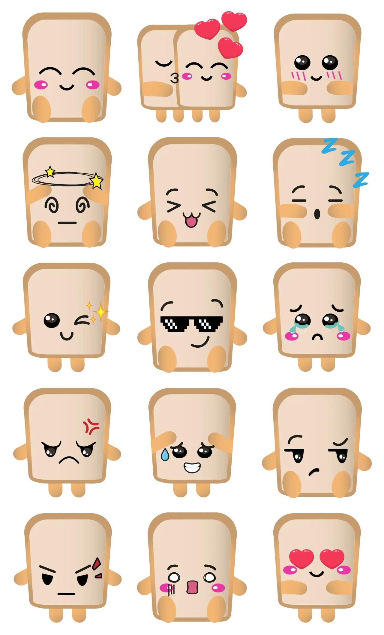 Bread toast Animation/Cartoon,Romance,Food/Drink,Colors,emotion,Actions/Situations,Foods,Objects,Imaginations sticker pack for Whatsapp, Telegram, Signal, and others chatting and message apps