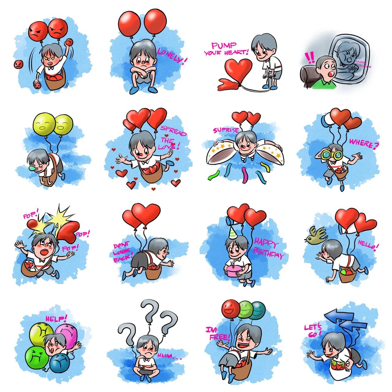 Balloony Animation/Cartoon sticker pack for Whatsapp, Telegram, Signal, and others chatting and message apps