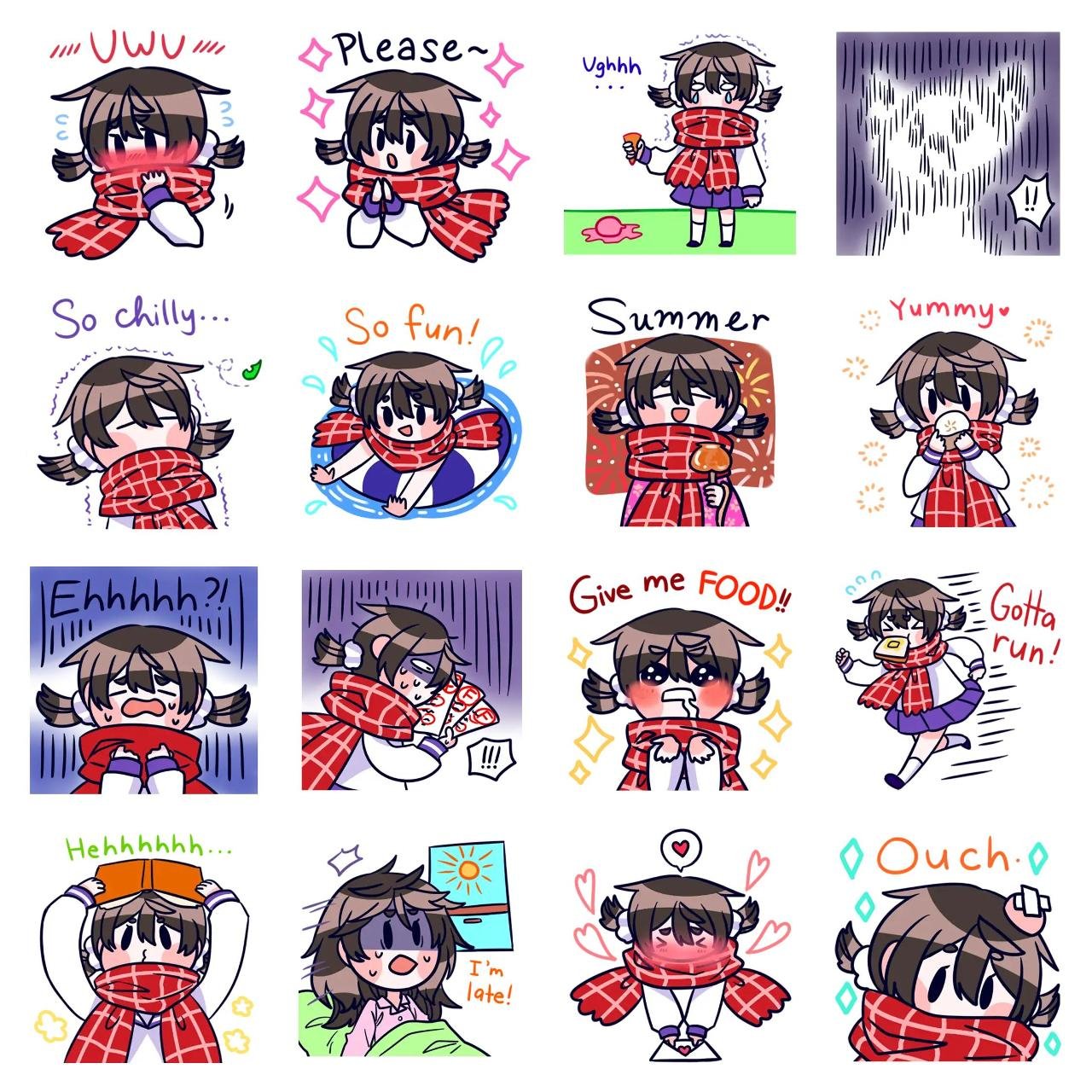 scarf girl Animation/Cartoon sticker pack for Whatsapp, Telegram, Signal, and others chatting and message apps