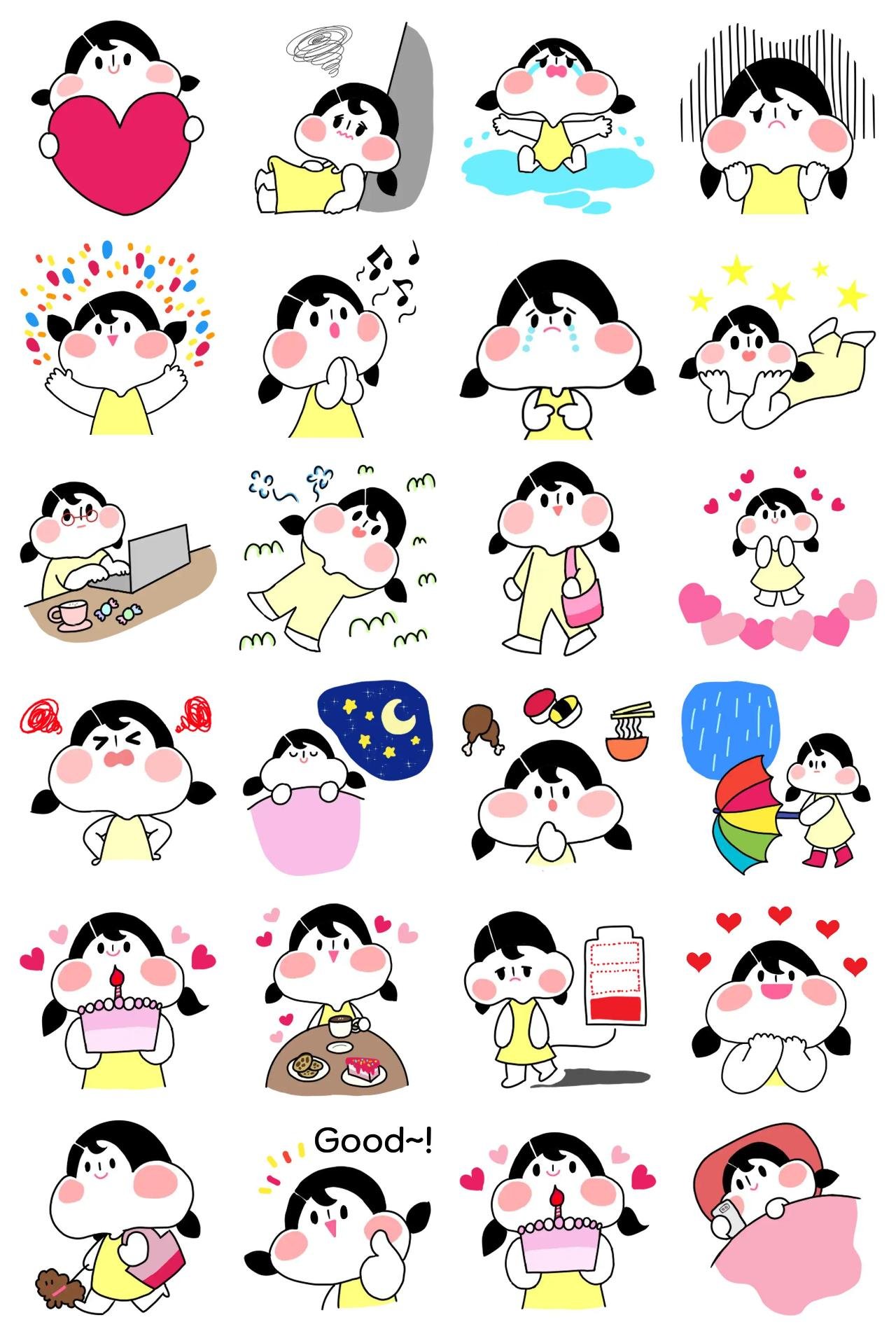 Lovely Girl Dada emotion sticker pack for Whatsapp, Telegram, Signal, and others chatting and message apps