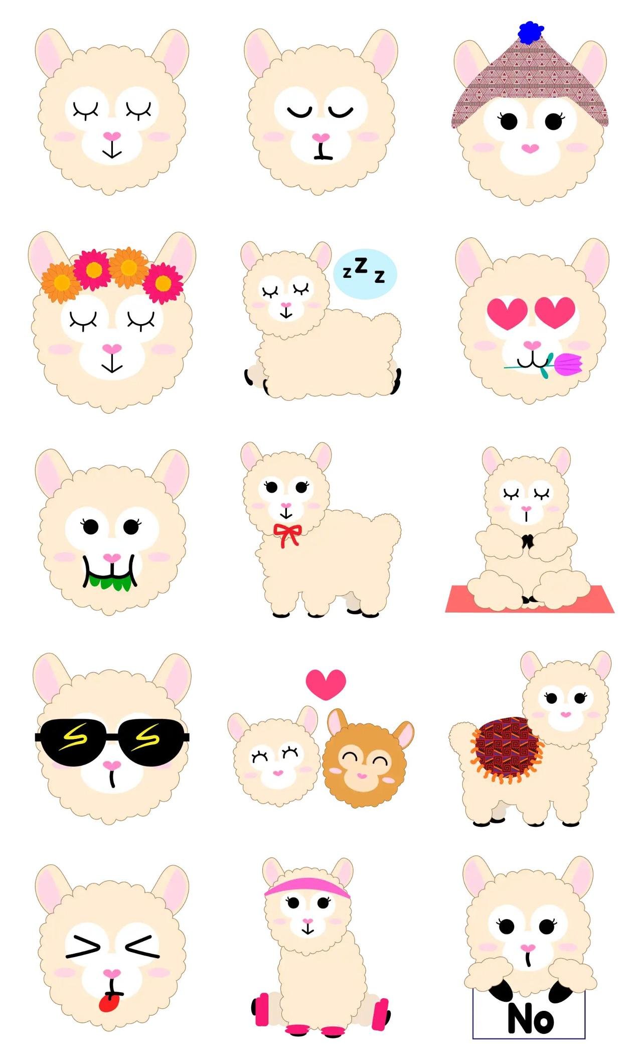 Llama Animation/Cartoon,Animals,Romance,Etc,Sign,Colors,emotion sticker pack for Whatsapp, Telegram, Signal, and others chatting and message apps