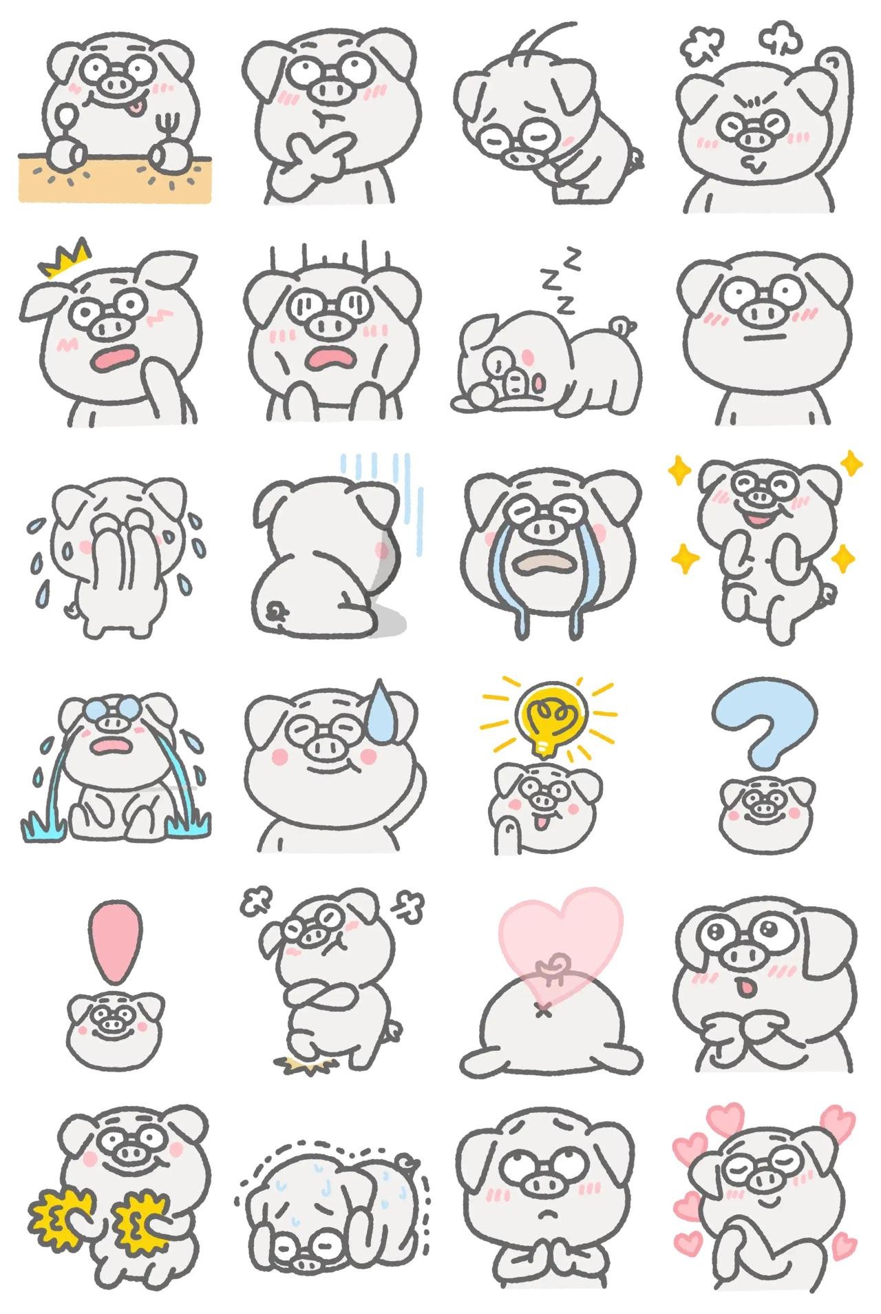 Little Pig Dony Animation/Cartoon,Animals sticker pack for Whatsapp, Telegram, Signal, and others chatting and message apps