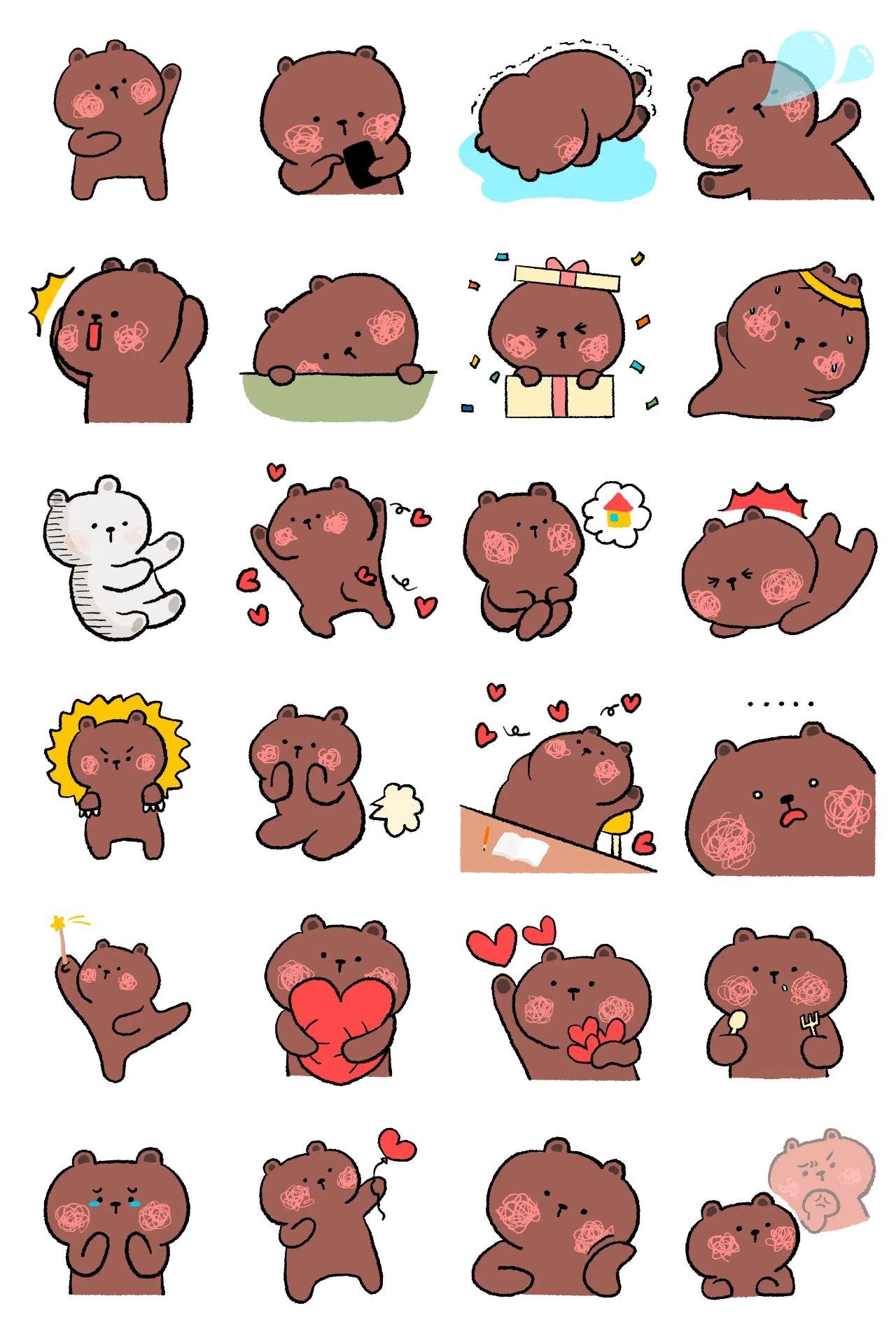 Cute romantic bear Animation/Cartoon,Animals,Gag,Phrases,Romance,Etc,Actions/Situations,Imaginations,emotion,adjective sticker pack for Whatsapp, Telegram, Signal, and others chatting and message apps