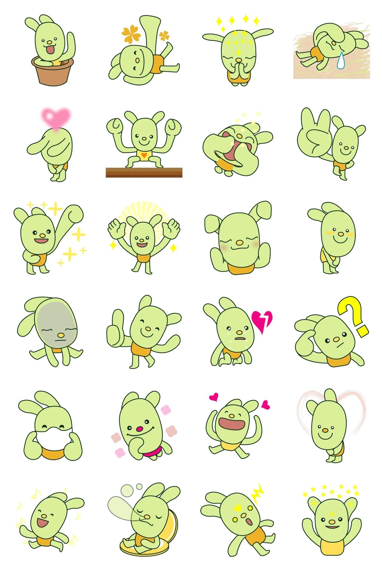 Healing! Cactus Rabbit Animation/Cartoon,Gag,Etc,Plants,Colors,Animals sticker pack for Whatsapp, Telegram, Signal, and others chatting and message apps