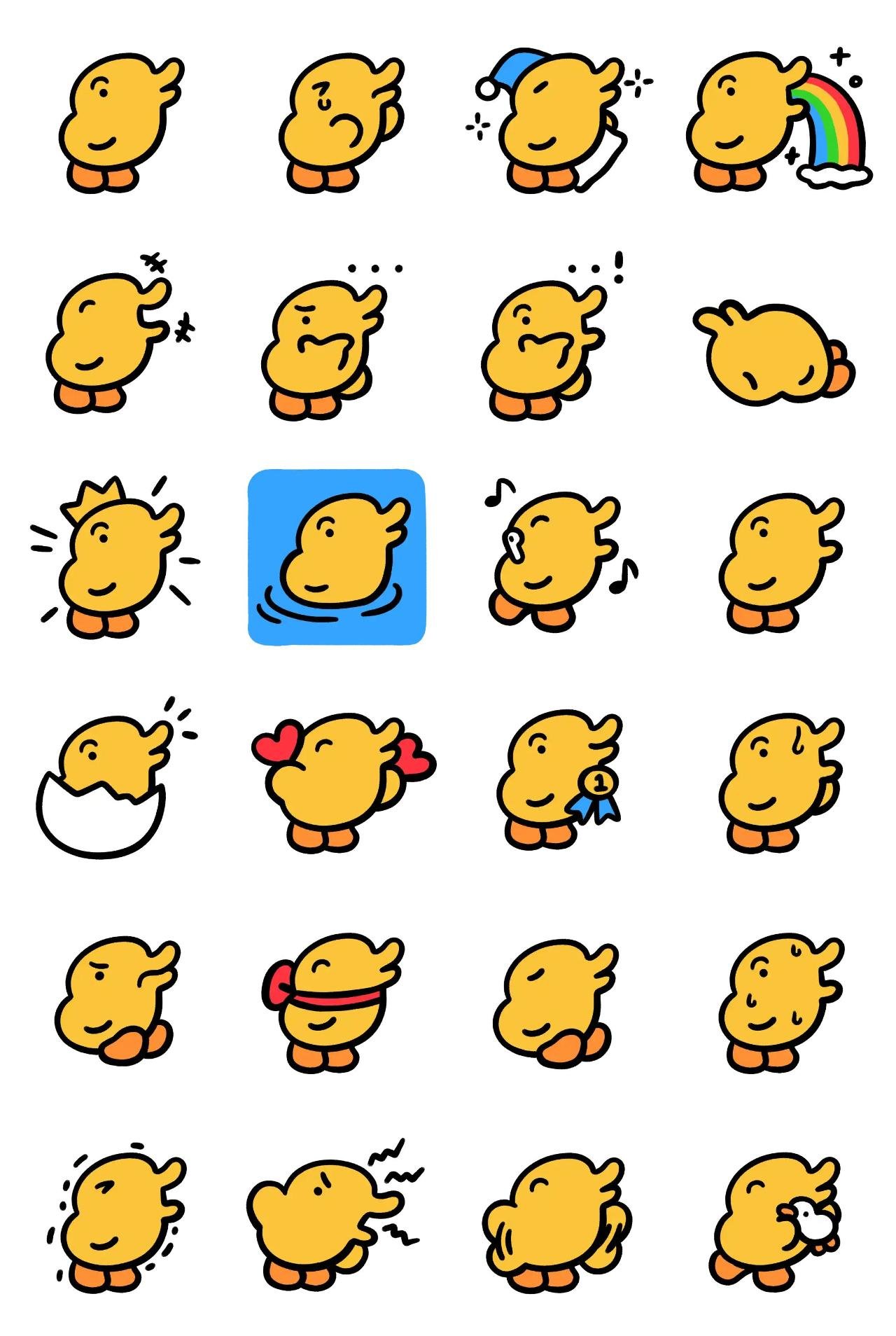 Dainty Yellow Duck Animation/Cartoon,Animals,Colors,emotion sticker pack for Whatsapp, Telegram, Signal, and others chatting and message apps