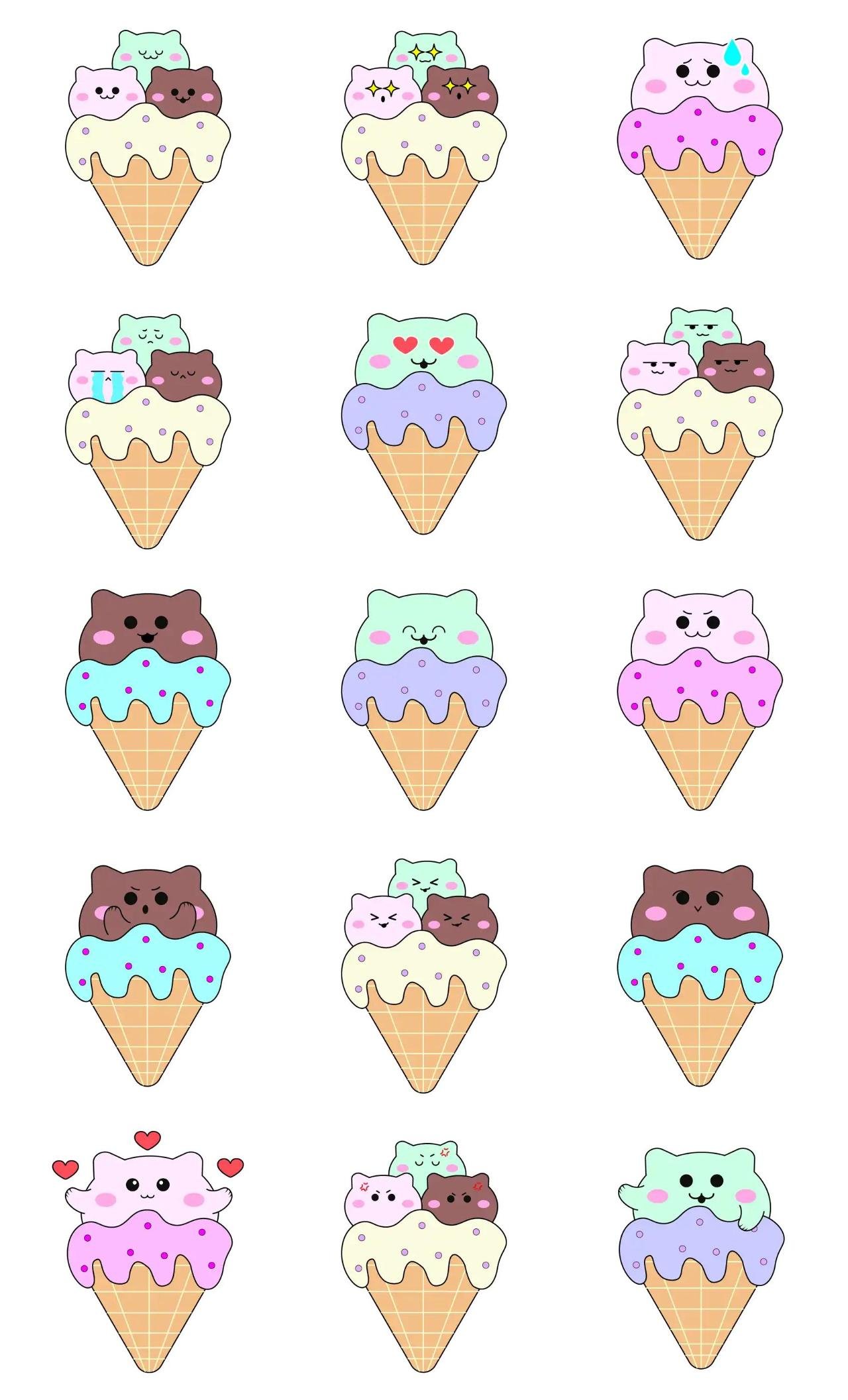 Cats - Ice Cream Animation/Cartoon,Animals,Food/Drink,Romance,Foods,Actions/Situations,emotion,Imaginations,Etc sticker pack for Whatsapp, Telegram, Signal, and others chatting and message apps