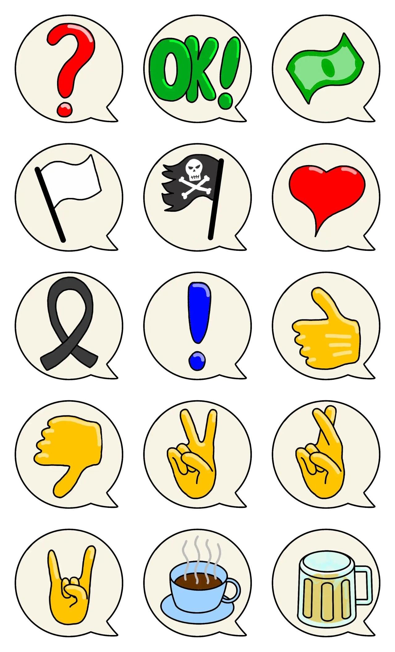 Pop Chat Animation/Cartoon,Gag,People,Romance,Etc,Objects,Foods,Actions/Situations,Culture,Colors,emotion sticker pack for Whatsapp, Telegram, Signal, and others chatting and message apps