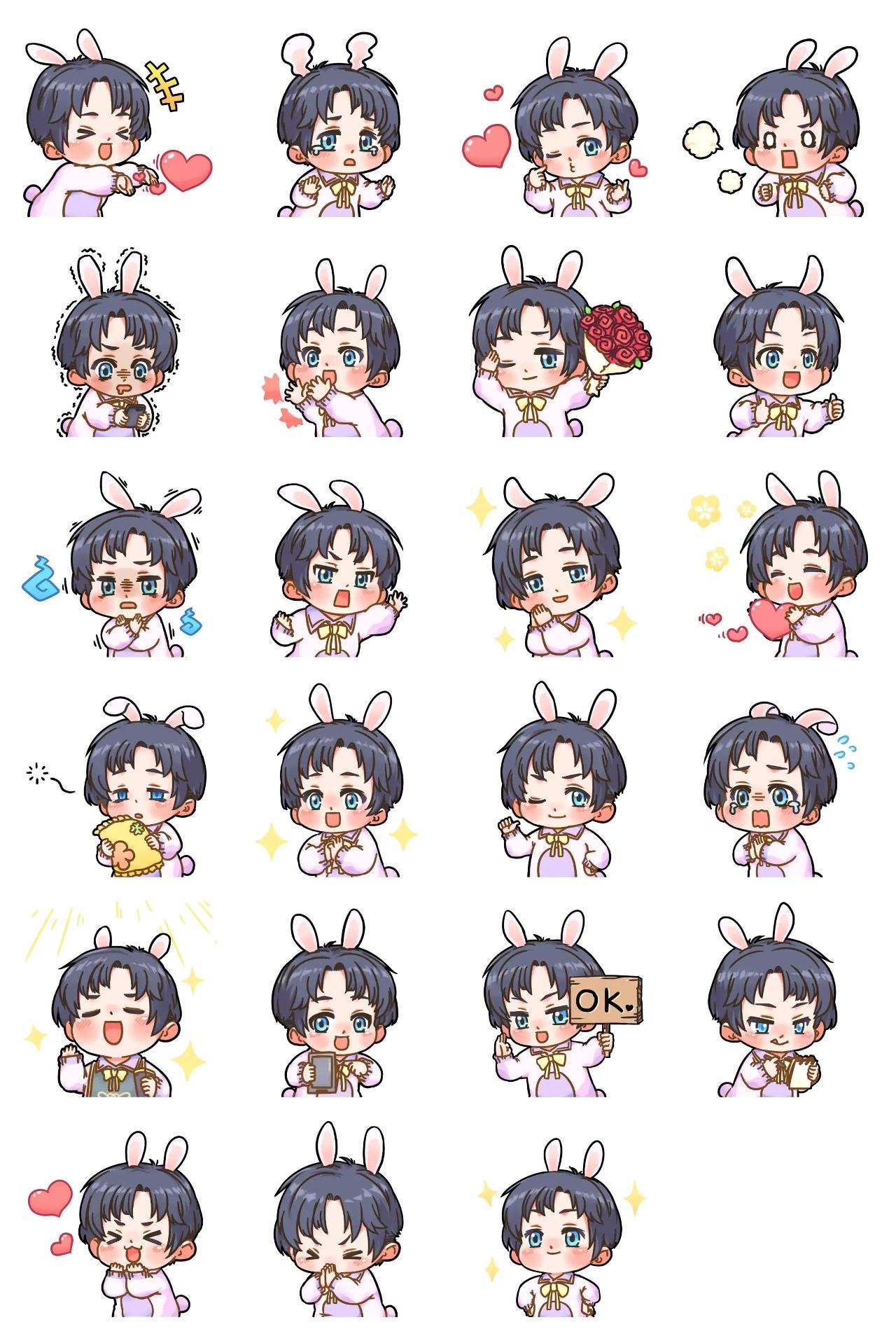 Rabbit Boy Animals,People,emotion sticker pack for Whatsapp, Telegram, Signal, and others chatting and message apps