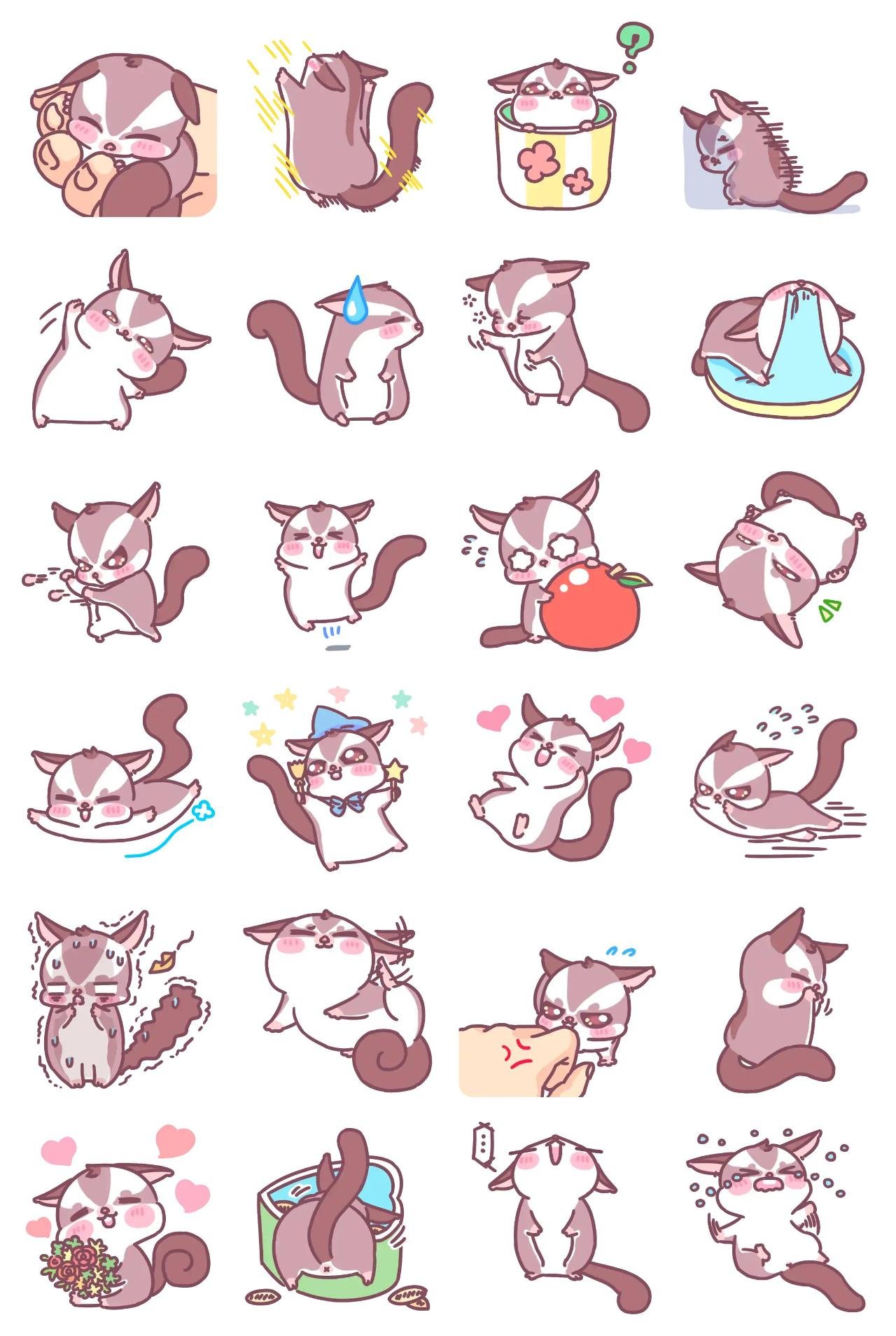 My love sugar glider Animation/Cartoon,Animals,Actions/Situations,emotion sticker pack for Whatsapp, Telegram, Signal, and others chatting and message apps