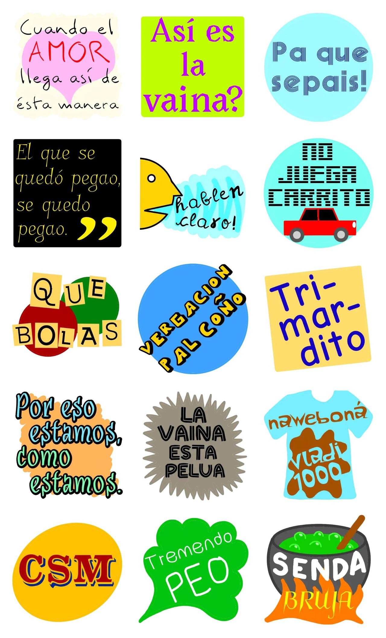 Frases Venezolanas 2 Gag,People,Phrases,Romance,Sports,Objects,Culture,Colors,emotion sticker pack for Whatsapp, Telegram, Signal, and others chatting and message apps