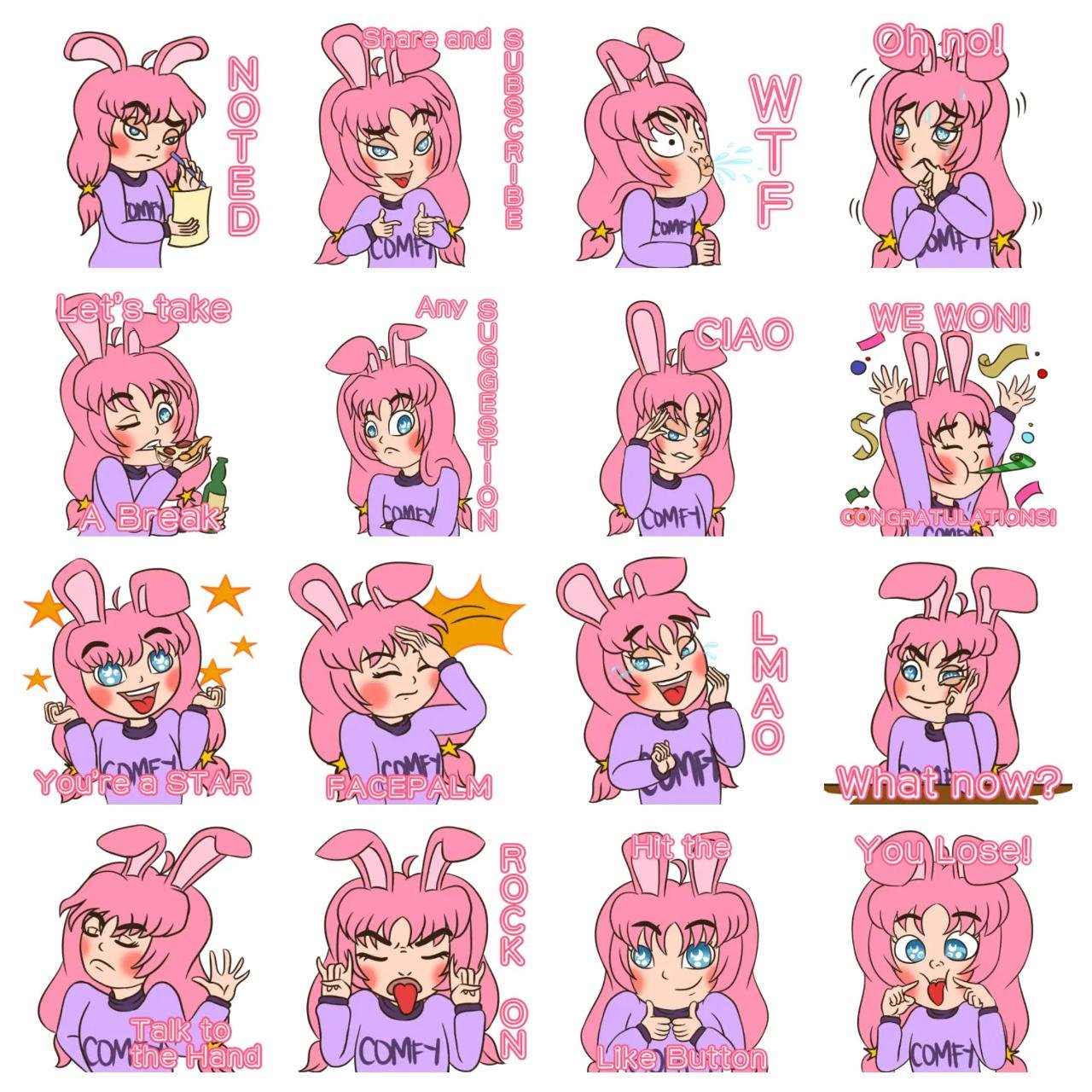 Petunia Animation/Cartoon,emotion sticker pack for Whatsapp, Telegram, Signal, and others chatting and message apps