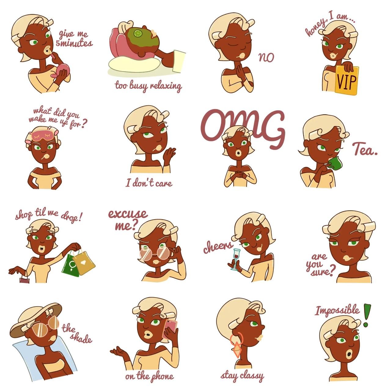 Sassy Sasha Animation/Cartoon sticker pack for Whatsapp, Telegram, Signal, and others chatting and message apps