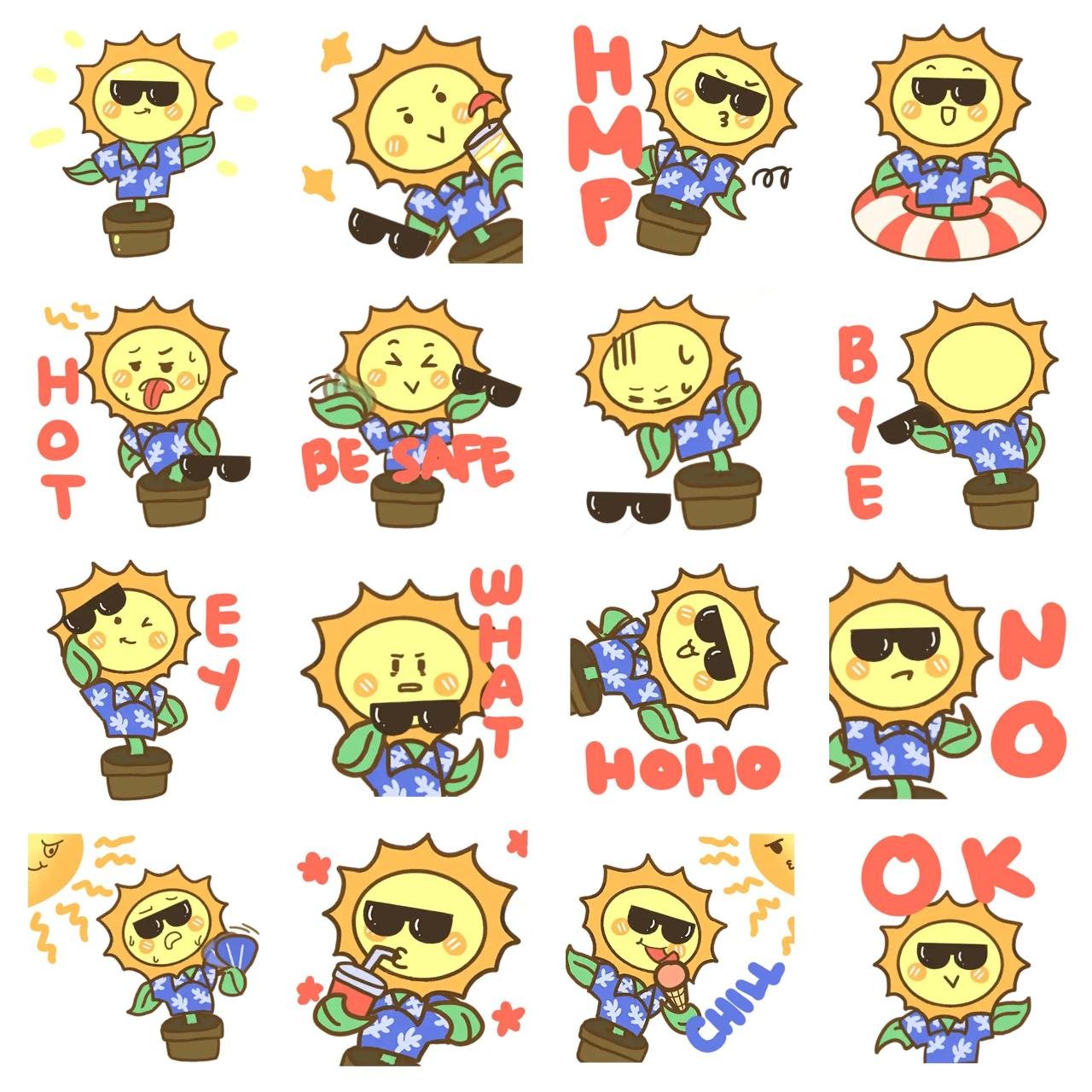 Sunflower Boy Animation/Cartoon sticker pack for Whatsapp, Telegram, Signal, and others chatting and message apps