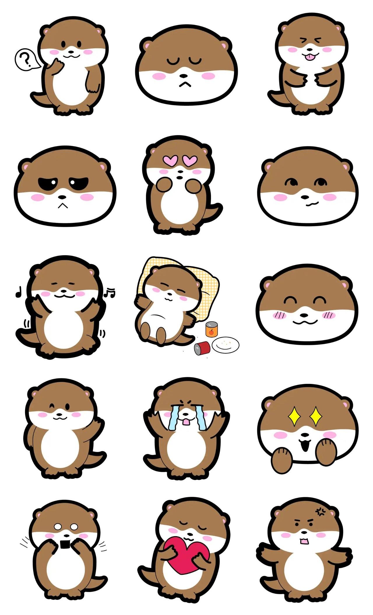 Otter Animation/Cartoon,Animals,Food/Drink,Gag,Etc,Romance,Objects,Foods,Actions/Situations,Culture,Sign,Weather/Nature,Imaginations,emotion sticker pack for Whatsapp, Telegram, Signal, and others chatting and message apps