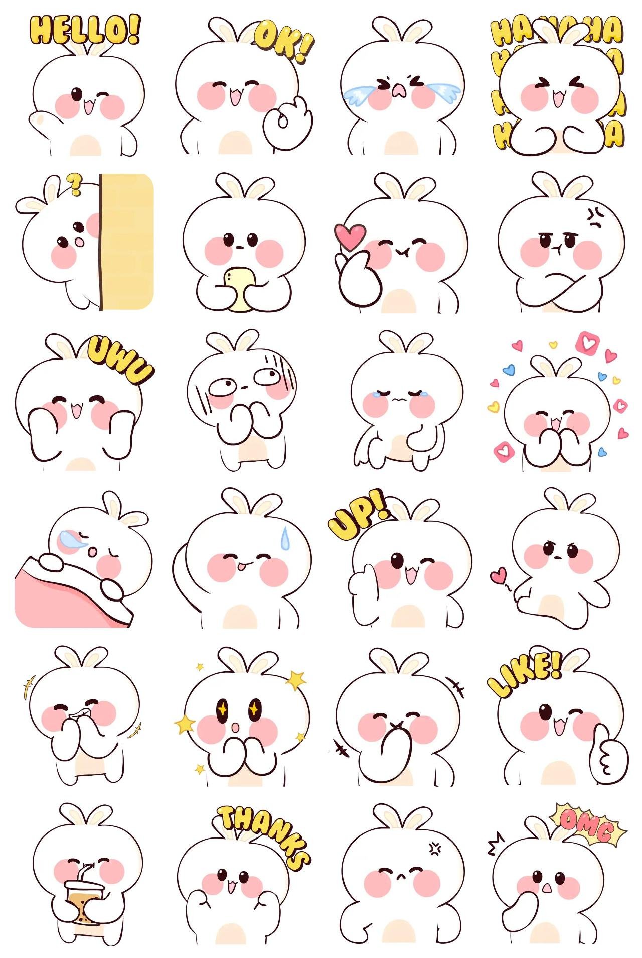 CHUBBY BUNNY! Animation/Cartoon,Animals,Celebrity sticker pack for Whatsapp, Telegram, Signal, and others chatting and message apps