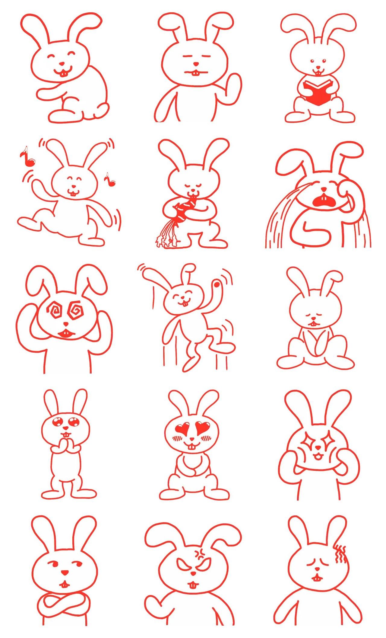 Tokki little Bunny Animation/Cartoon,Animals,Gag,People,Romance,Actions/Situations,Colors,emotion sticker pack for Whatsapp, Telegram, Signal, and others chatting and message apps