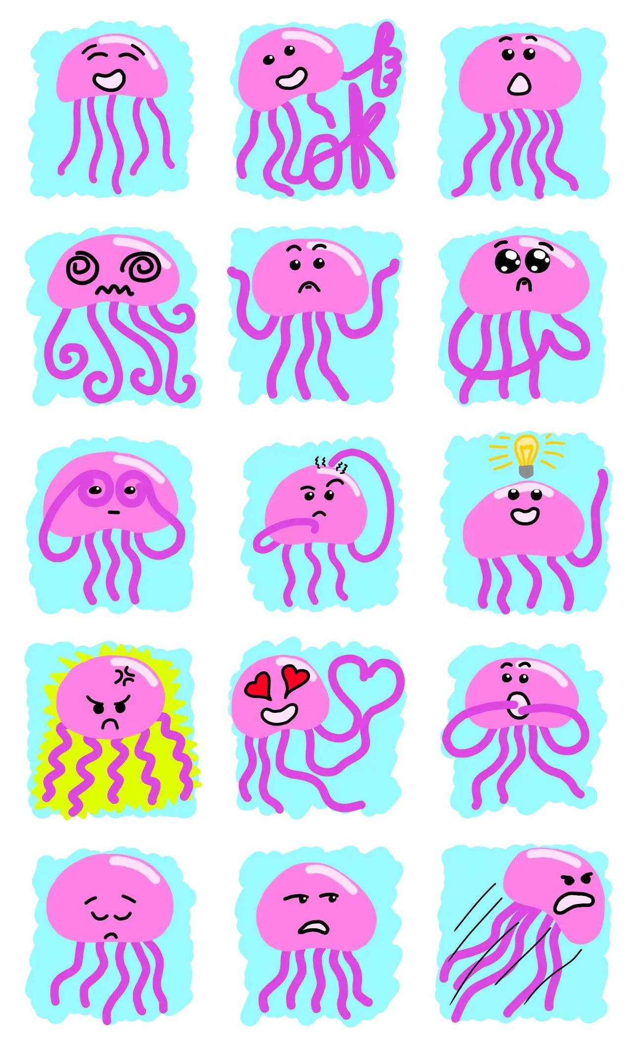 Sweet Medusa Animation/Cartoon,Animals,Gag,Romance,Actions/Situations,Colors,emotion sticker pack for Whatsapp, Telegram, Signal, and others chatting and message apps