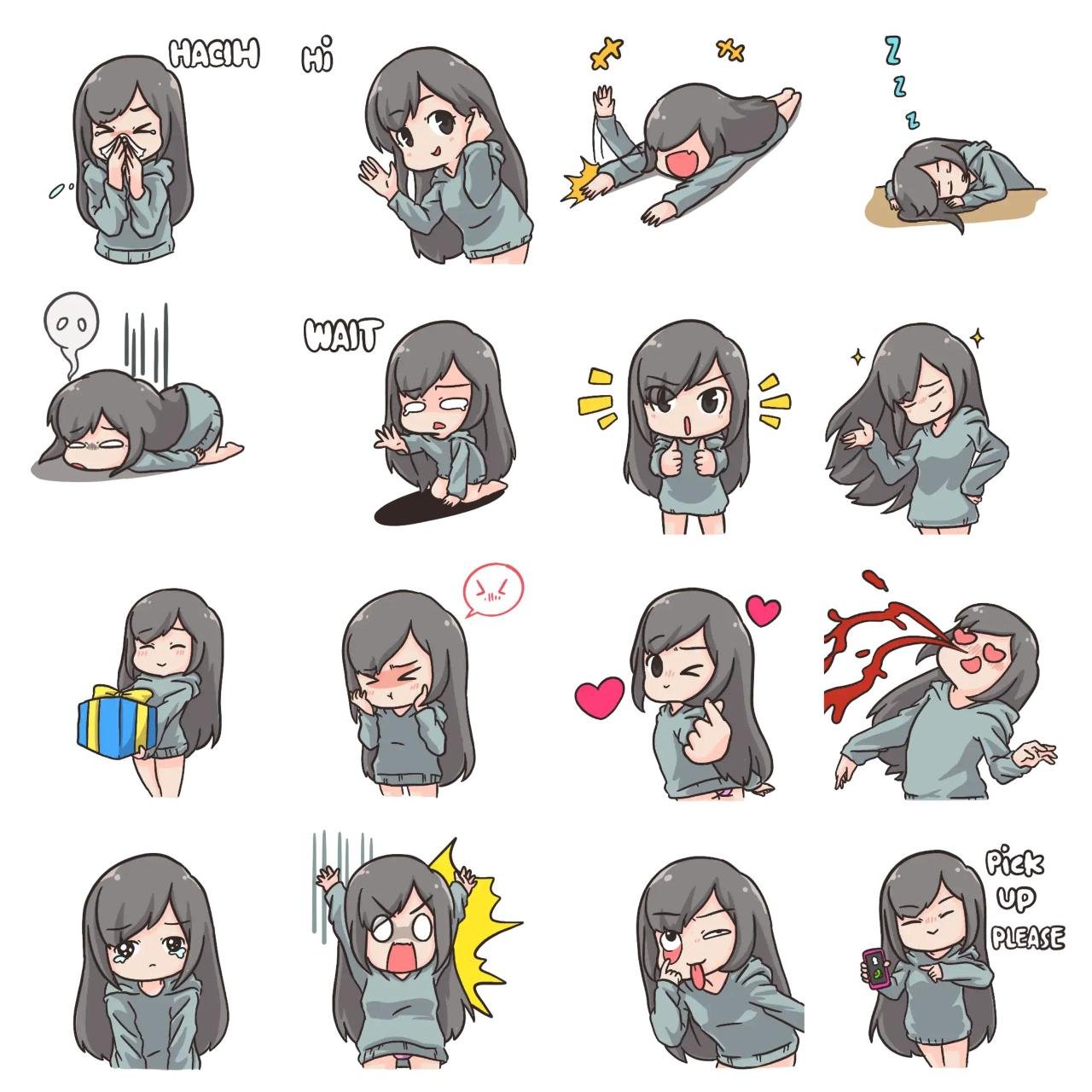 Gadis Animation/Cartoon sticker pack for Whatsapp, Telegram, Signal, and others chatting and message apps