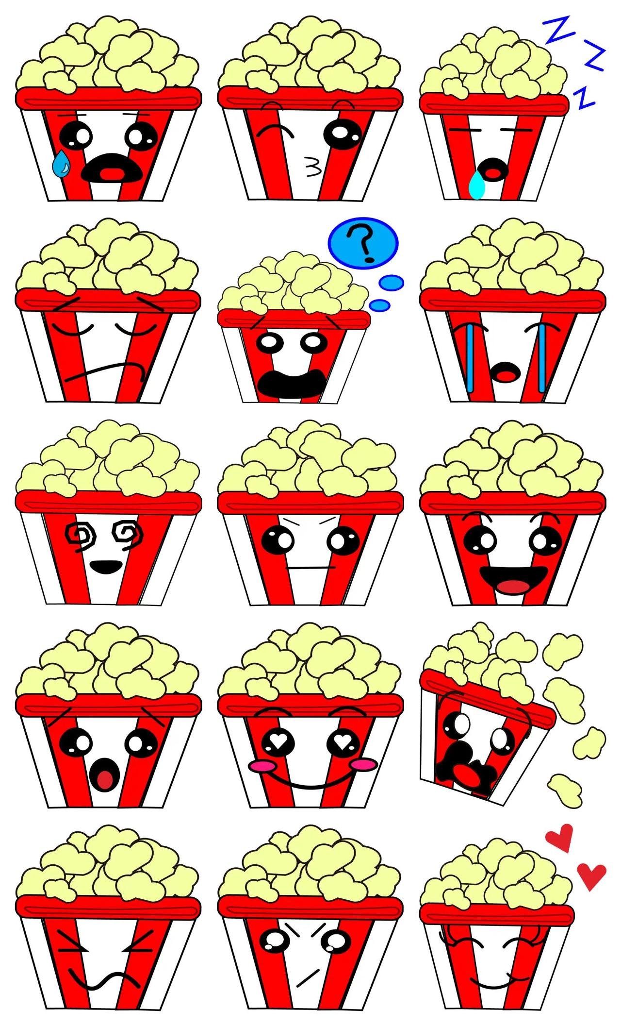 popcorn Animation/Cartoon,Food/Drink,emotion,Colors,Etc sticker pack for Whatsapp, Telegram, Signal, and others chatting and message apps