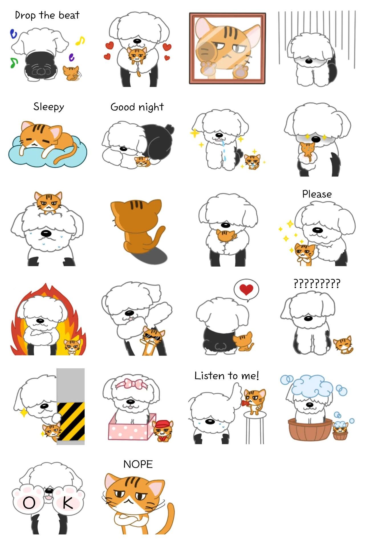 Dog & Cat We Can't Help Loving Animation/Cartoon,Animals,Phrases,Etc sticker pack for Whatsapp, Telegram, Signal, and others chatting and message apps