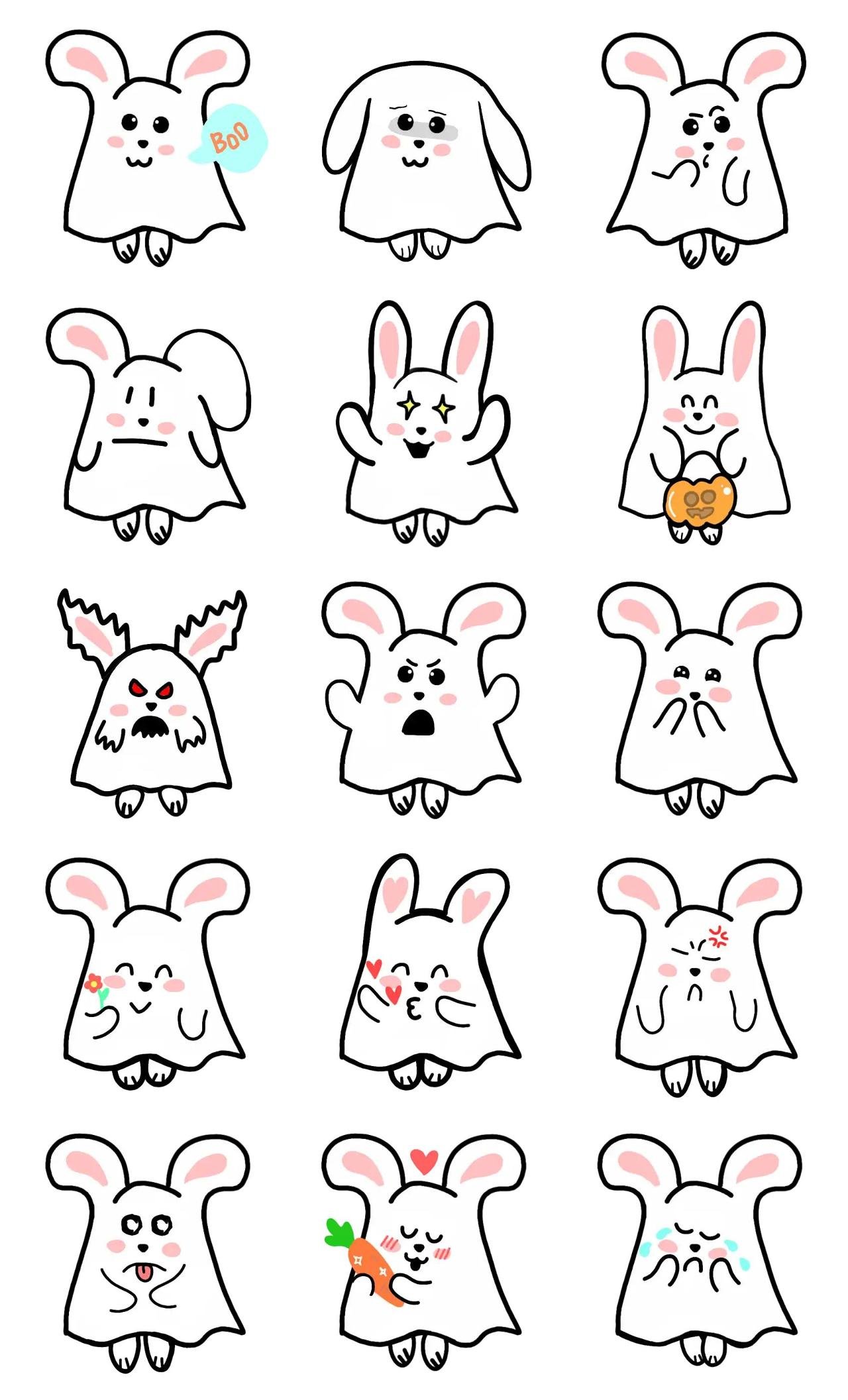 Bunny in halloween Animation/Cartoon,Animals,Romance,Phrases,Etc,Culture,Halloween,Objects sticker pack for Whatsapp, Telegram, Signal, and others chatting and message apps