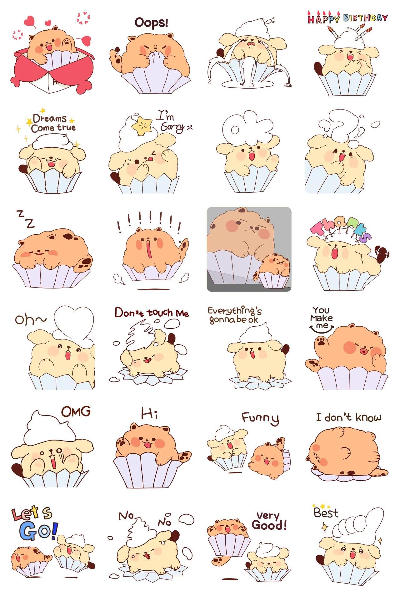 Cute Muffin Dogs Animation/Cartoon,Animals,Food/Drink sticker pack for Whatsapp, Telegram, Signal, and others chatting and message apps