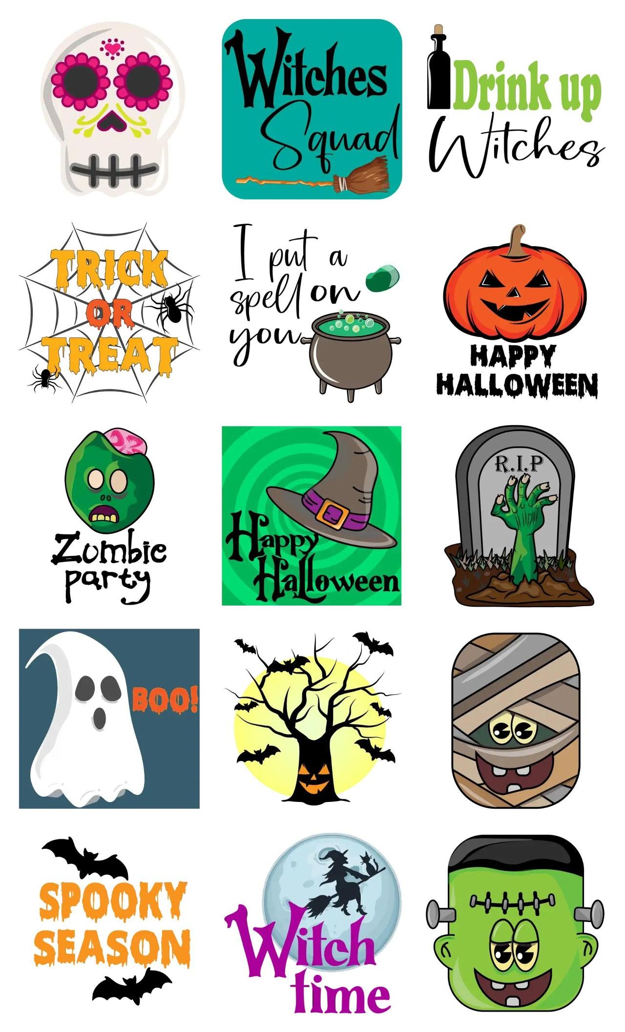 Spooky Season Animation/Cartoon,Halloween,Phrases,Objects,People sticker pack for Whatsapp, Telegram, Signal, and others chatting and message apps