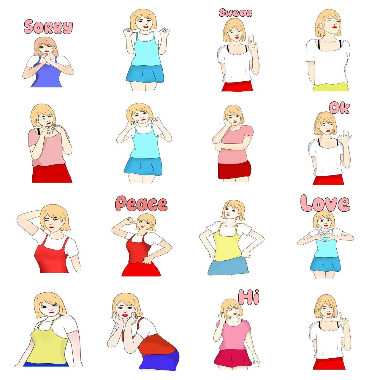 Girl stickers People,Romance sticker pack for Whatsapp, Telegram, Signal, and others chatting and message apps