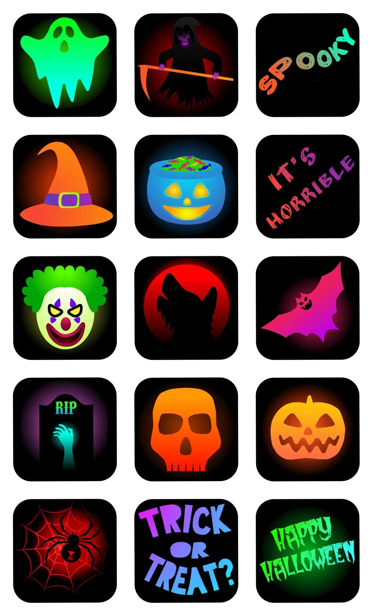 Glowing Halloween Animation/Cartoon,Gag,Food/Drink,Halloween,Phrases,Culture,Etc sticker pack for Whatsapp, Telegram, Signal, and others chatting and message apps