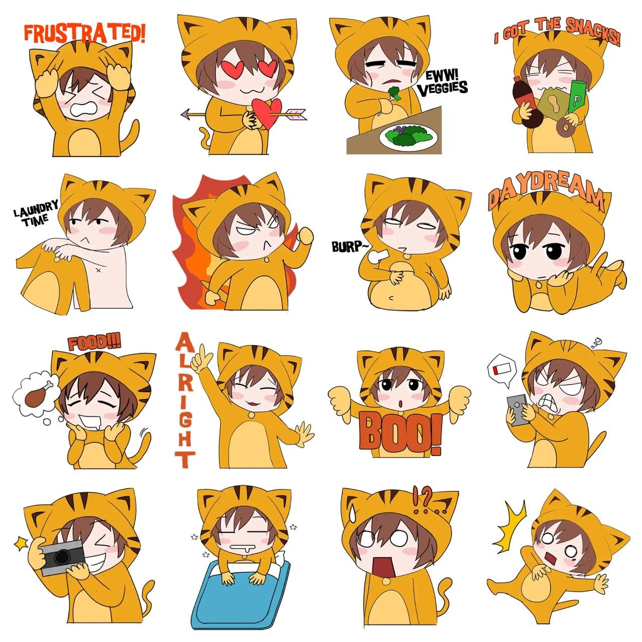 Hungry Yuki Animation/Cartoon,emotion sticker pack for Whatsapp, Telegram, Signal, and others chatting and message apps