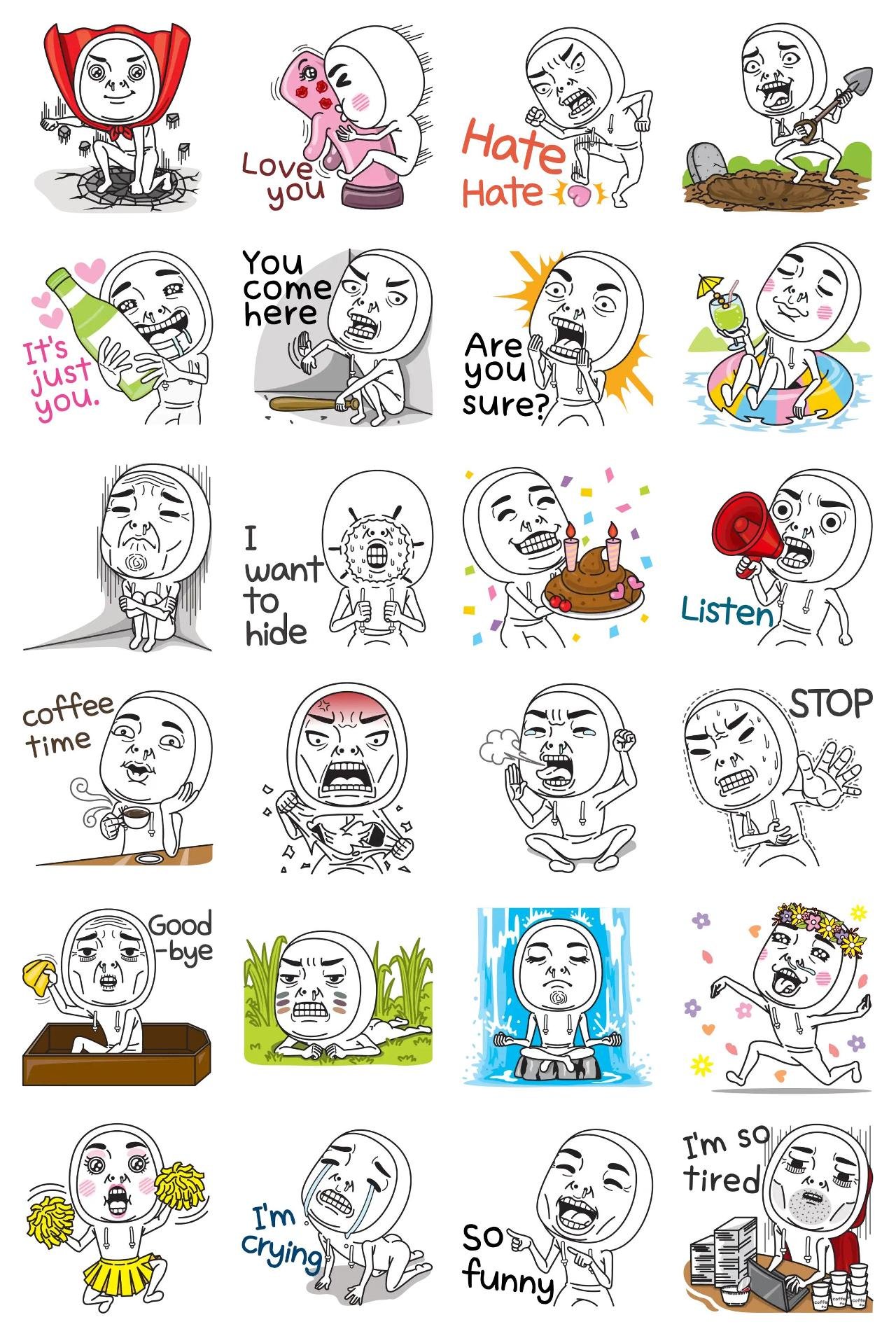 gibog-i-3-english Animation/Cartoon,People,Gag sticker pack for Whatsapp, Telegram, Signal, and others chatting and message apps