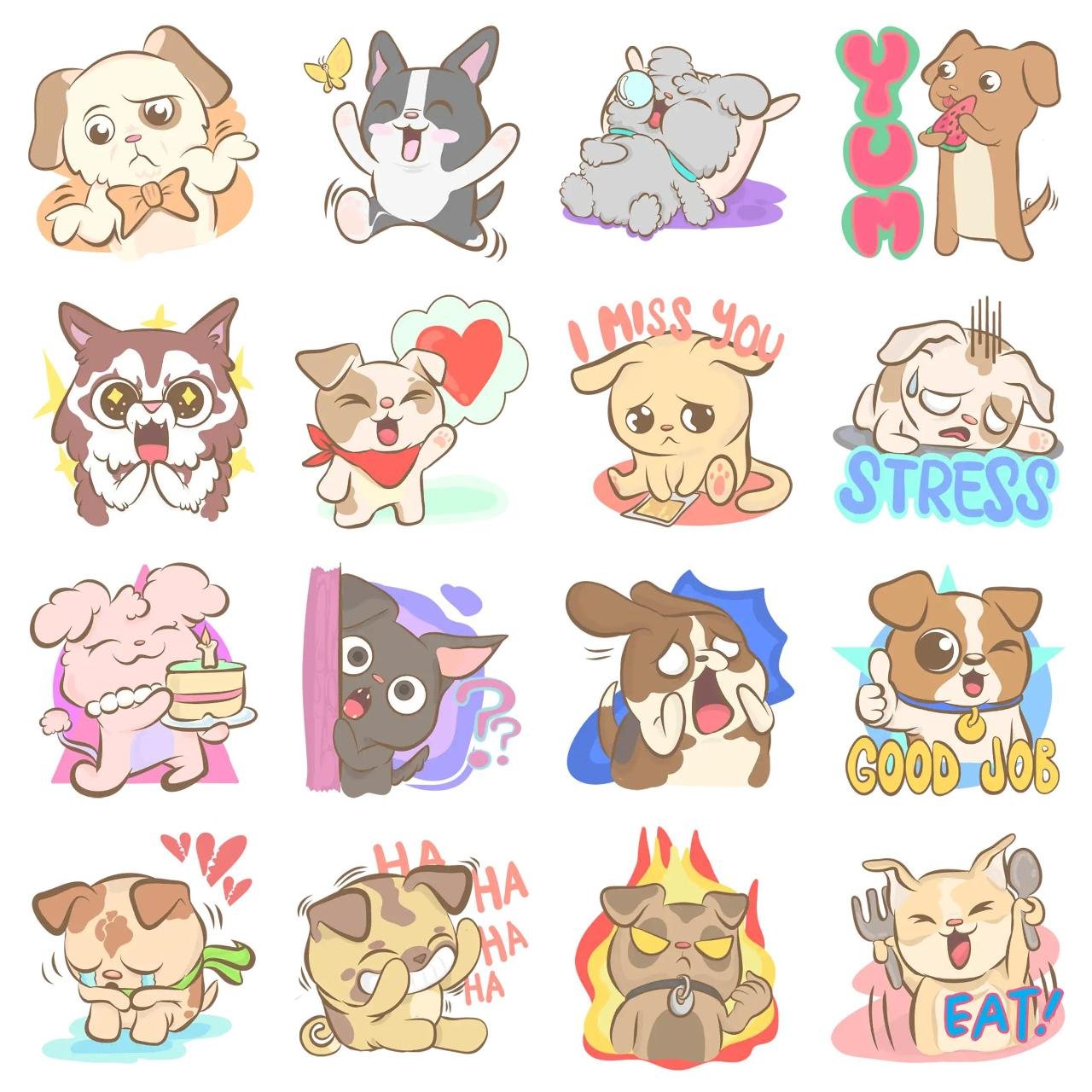 Rhar Co. Doggos Animation/Cartoon sticker pack for Whatsapp, Telegram, Signal, and others chatting and message apps