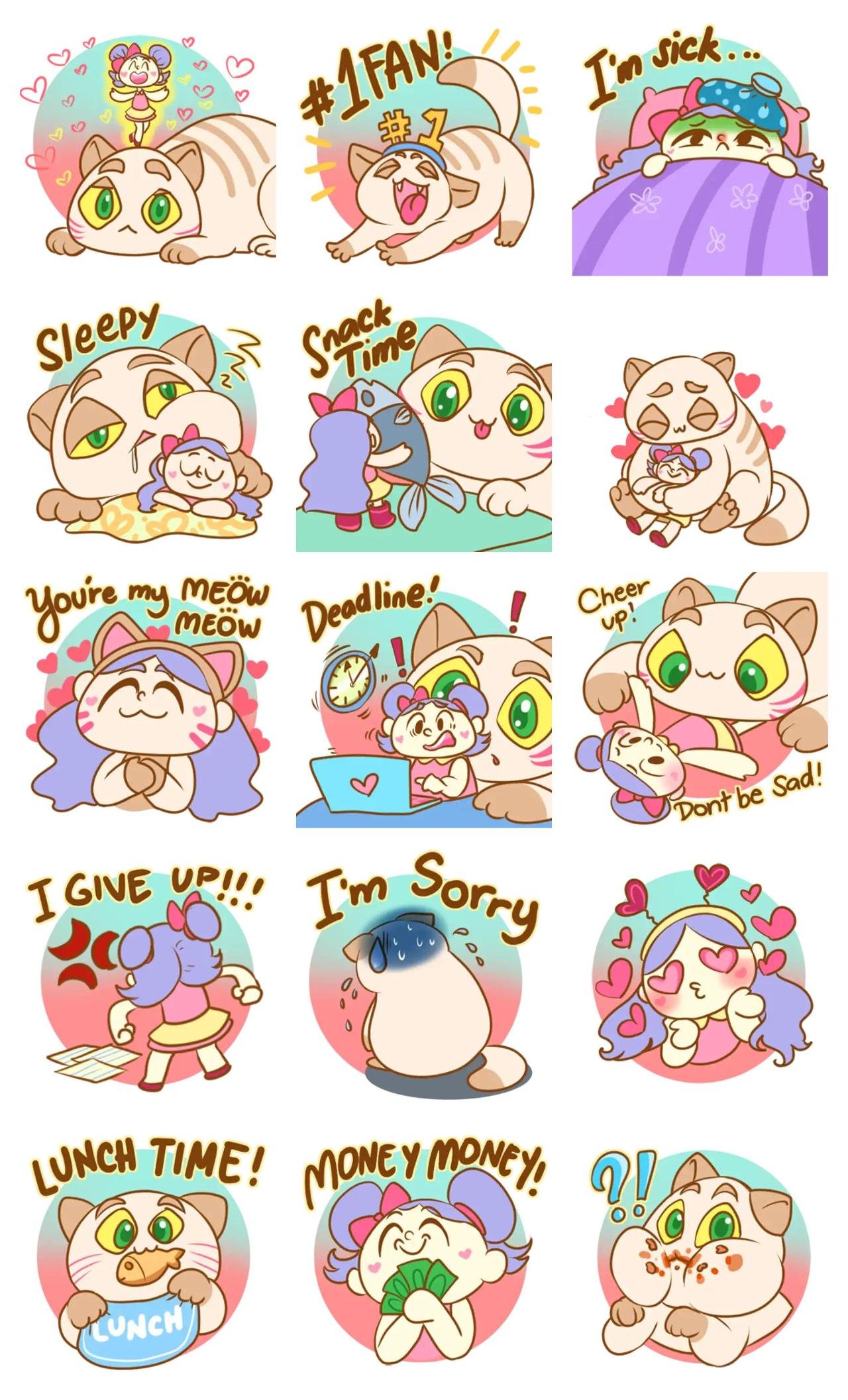 Big Meowmeow and Small Hooman Animation/Cartoon sticker pack for Whatsapp, Telegram, Signal, and others chatting and message apps