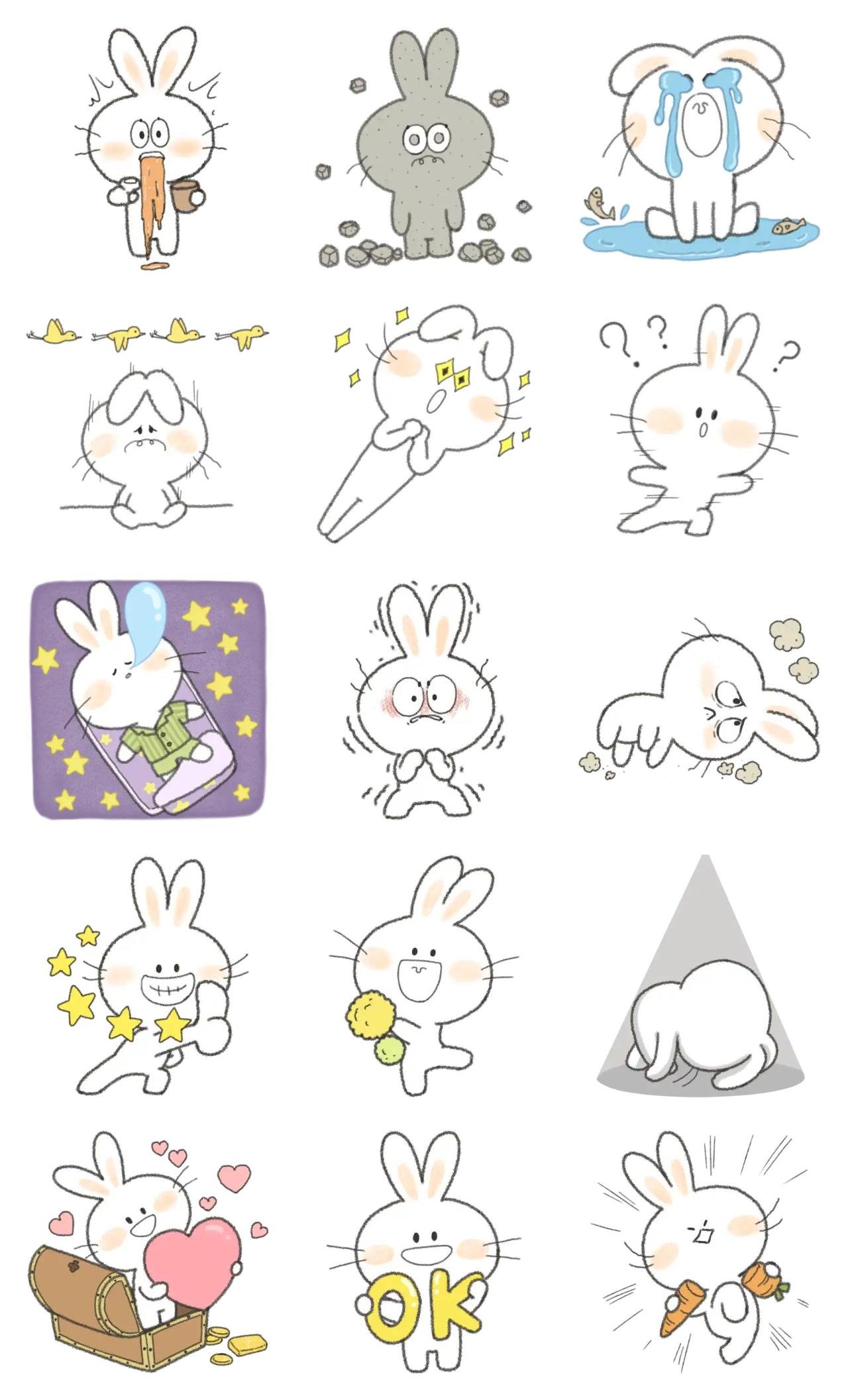 Lively rabbit Animals sticker pack for Whatsapp, Telegram, Signal, and others chatting and message apps