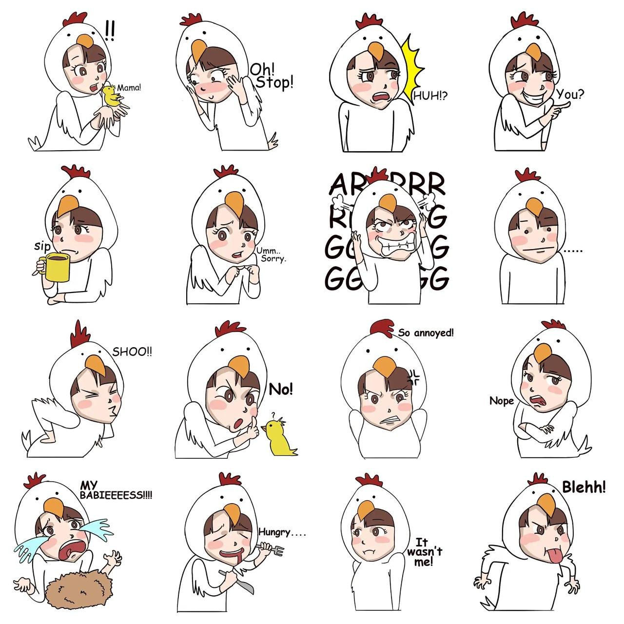 Chuck Hen Animation/Cartoon sticker pack for Whatsapp, Telegram, Signal, and others chatting and message apps