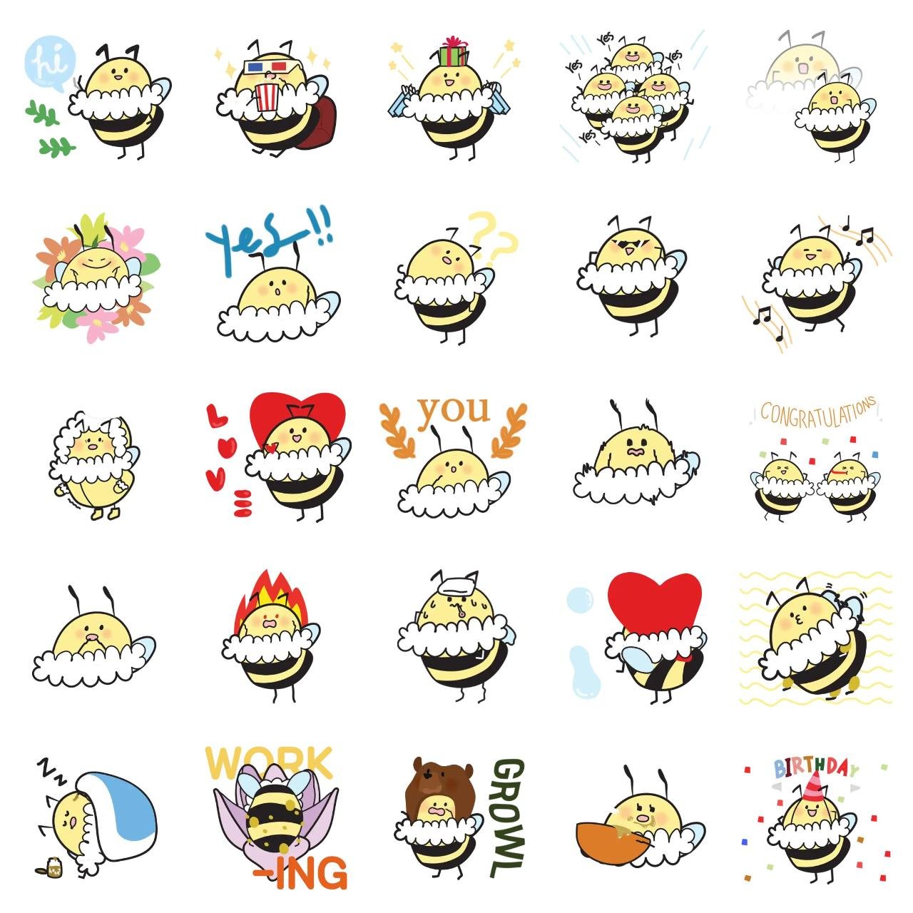 a bee's life Phrases,Etc sticker pack for Whatsapp, Telegram, Signal, and others chatting and message apps