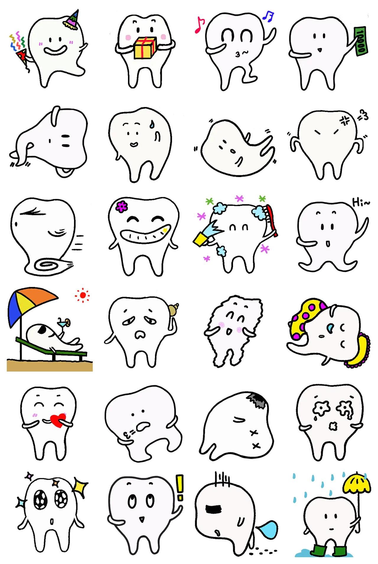 My lovely tooth Animation/Cartoon,Celebrity,Gag,People,Objects,Weather/Nature,New year's day,Valentine,Birthday,Anniversary,Etc,Vacation,Romance,Mother's day,Food/Drink sticker pack for Whatsapp, Telegram, Signal, and others chatting and message apps