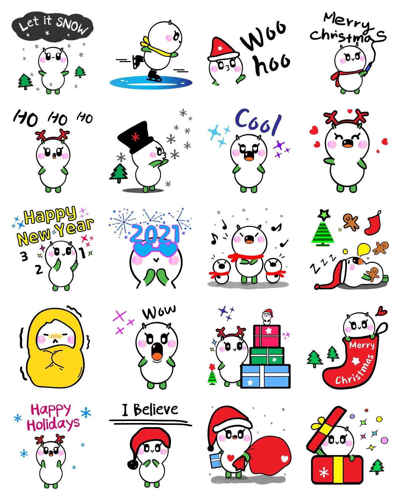 Snowman monster Lumi's Winter Animation/Cartoon,Christmas,New year's day,Etc,Weather/Nature,Sports,Plants sticker pack for Whatsapp, Telegram, Signal, and others chatting and message apps